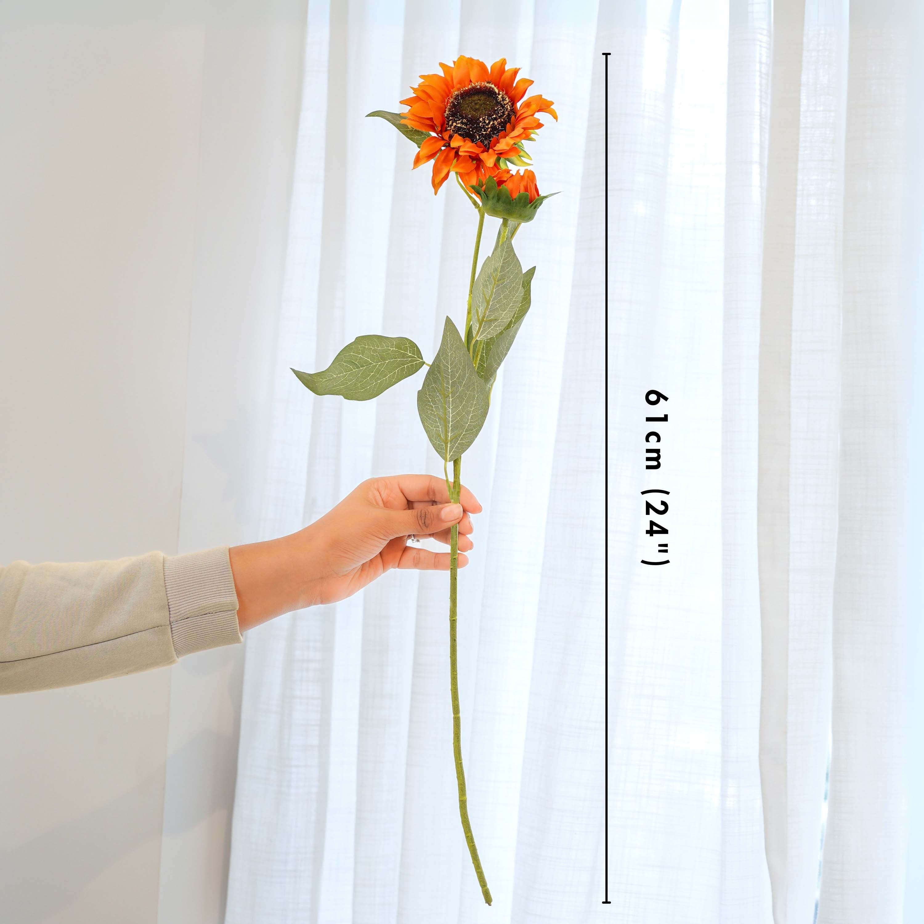 Orange Sunflower (Faux Flower) - 2 Sticks