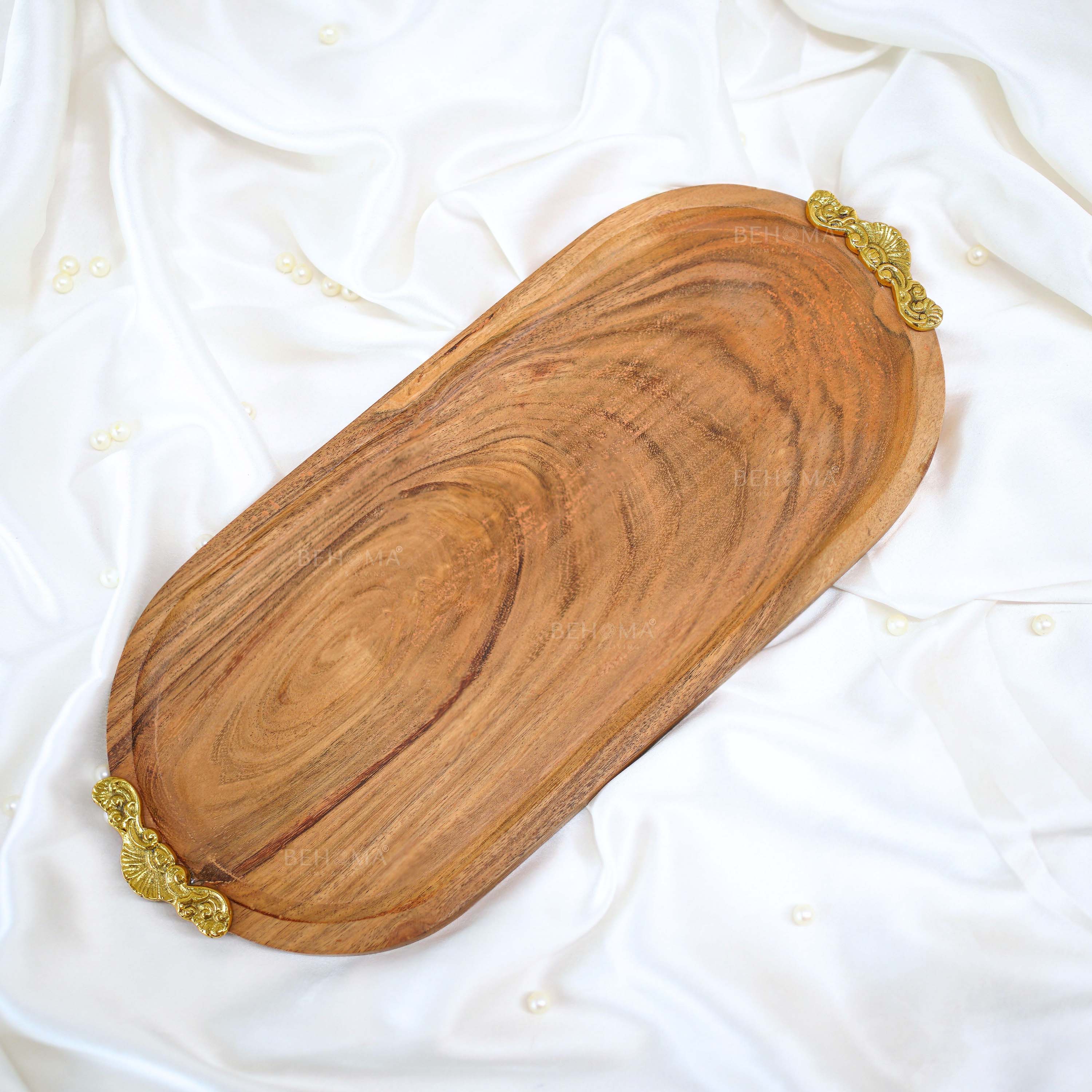 Wood & Brass Tray, Small