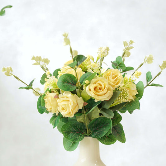 Mild Yellow Rose, Bouquet (Faux Flowers)