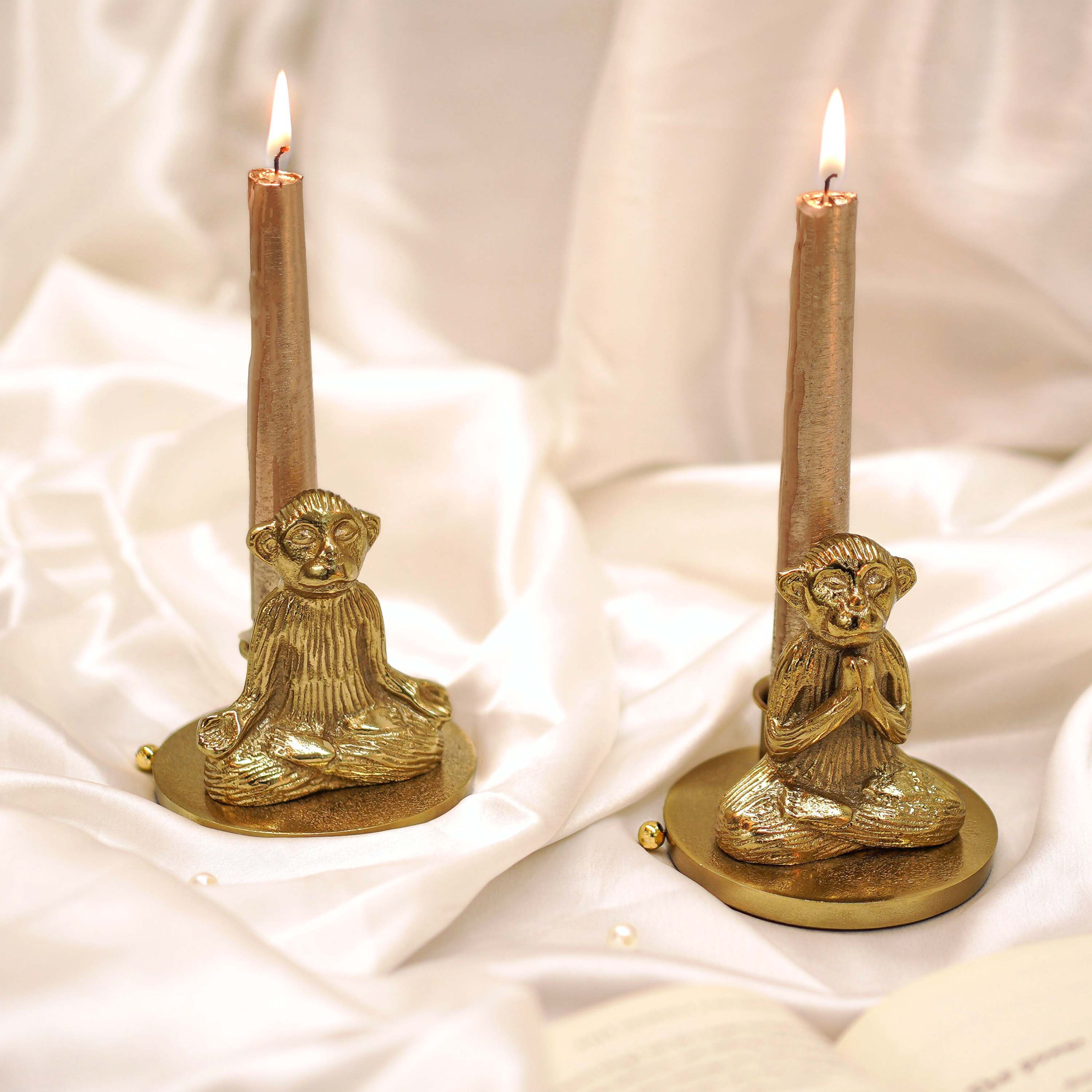 Yoga Monkey Candle Holder, Set