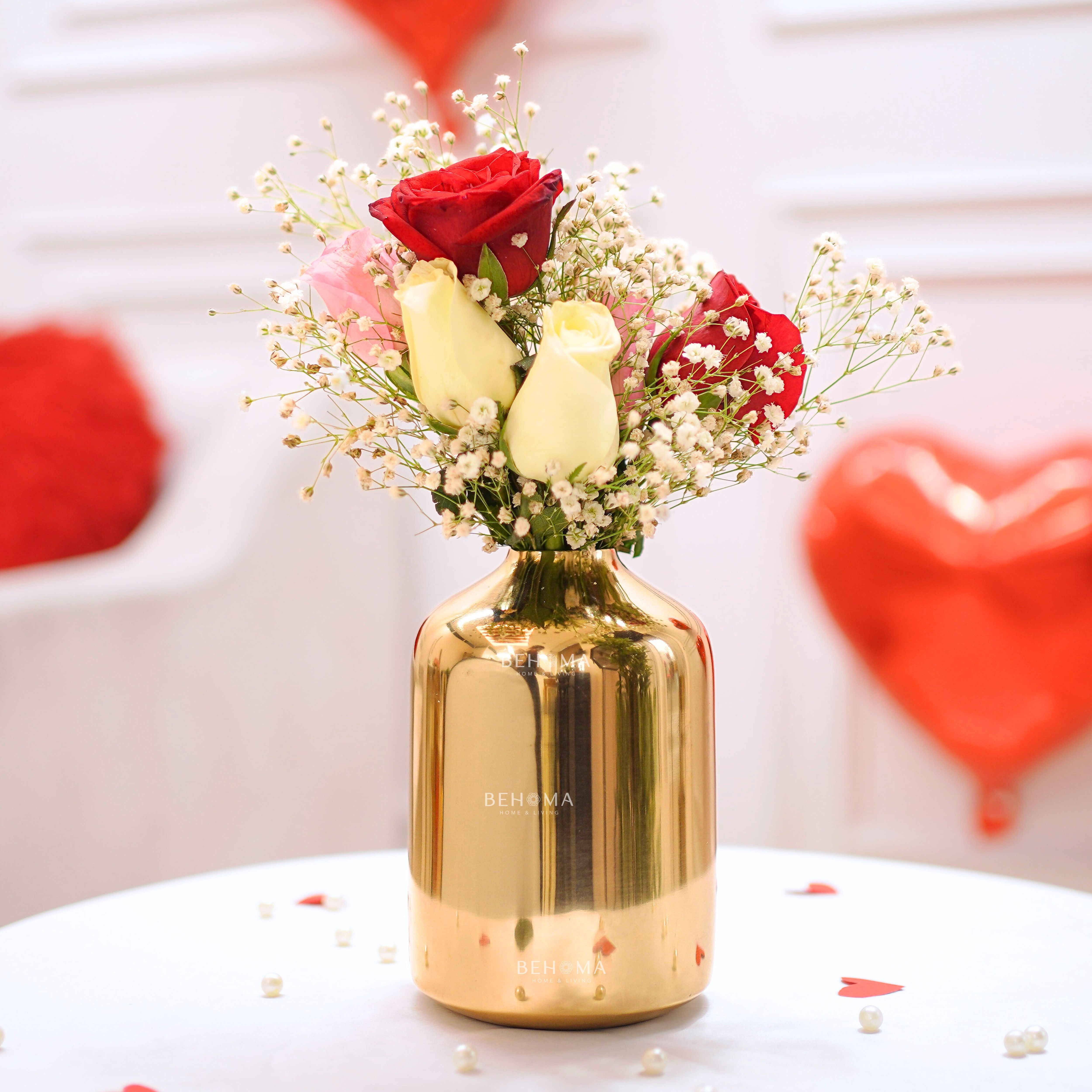 Metal Golden Bottle Flower Vase