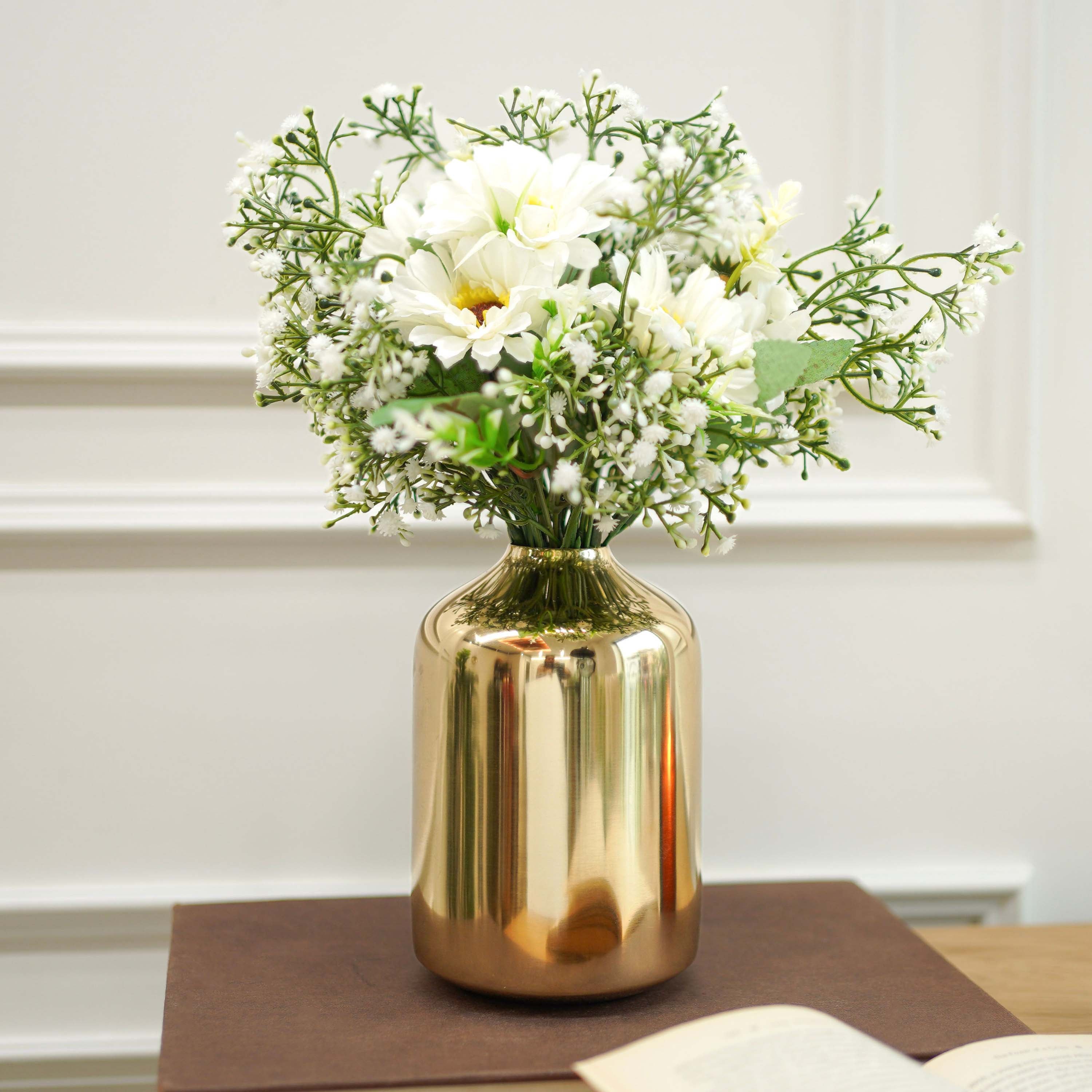 Metal Golden Bottle Flower Vase