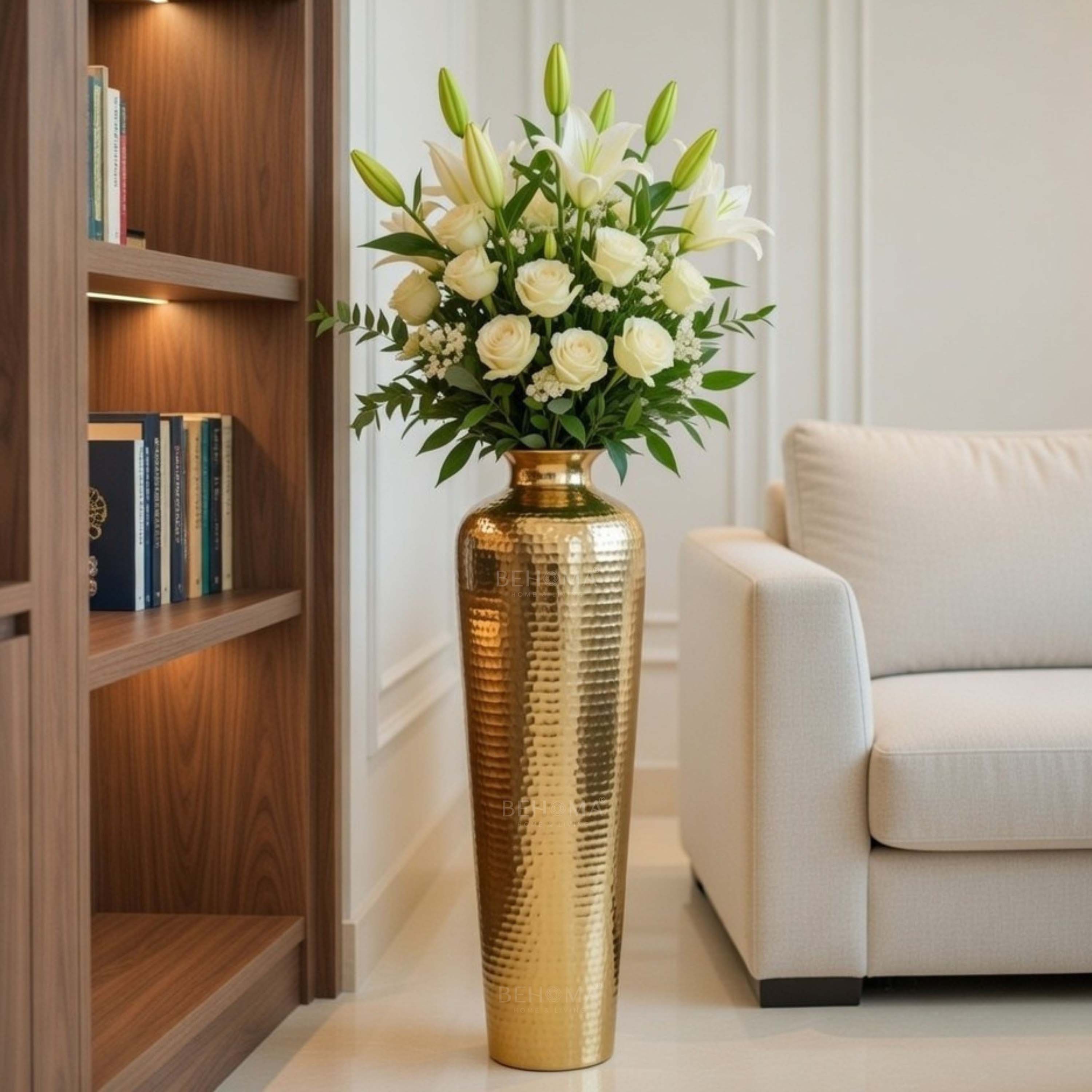 Metal Hammered Floor Vase