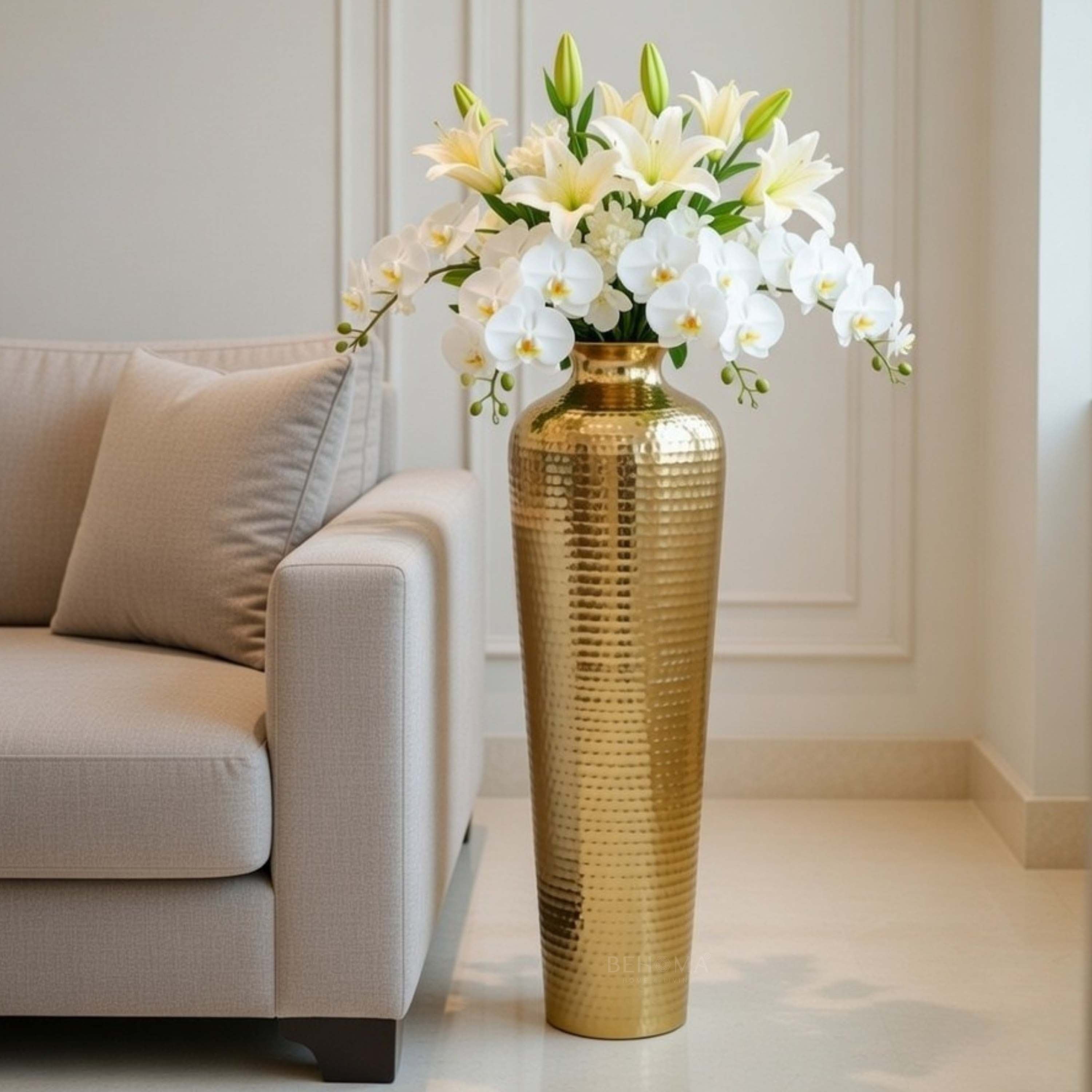 Metal Hammered Floor Vase
