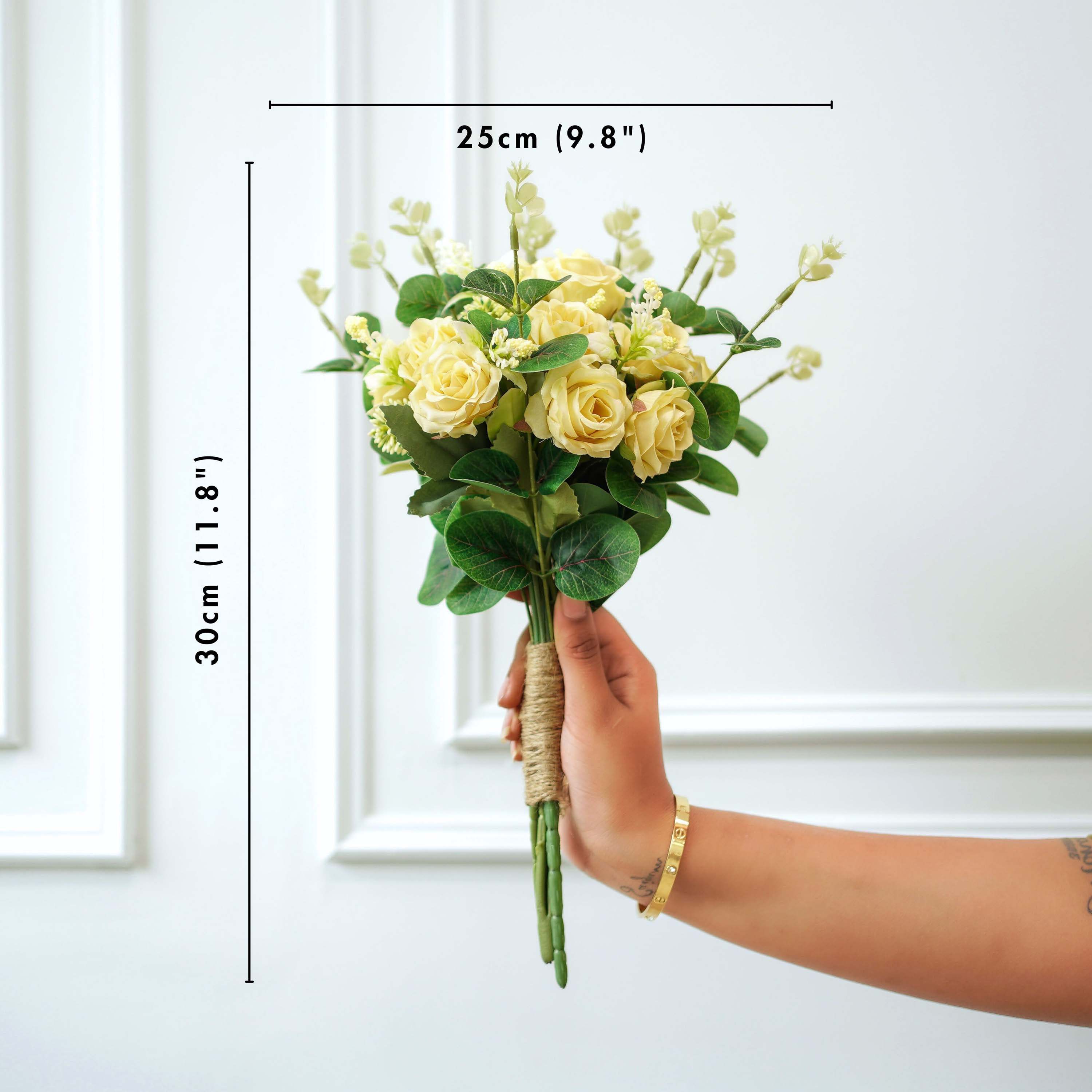 Mild Yellow Rose, Bouquet (Faux Flowers)