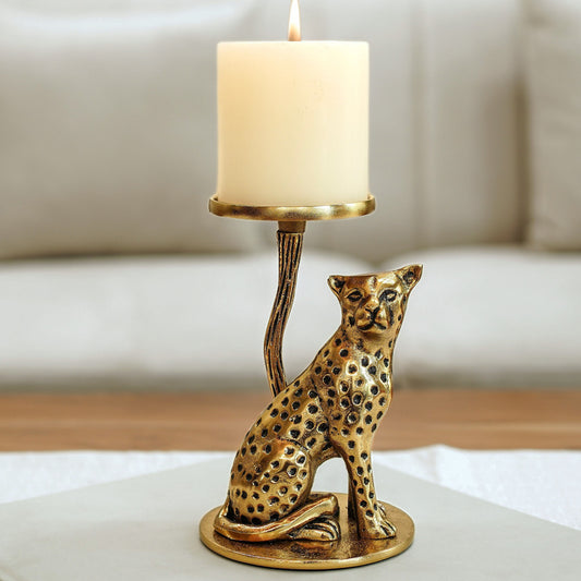 Golden Jaguar Candle Holder