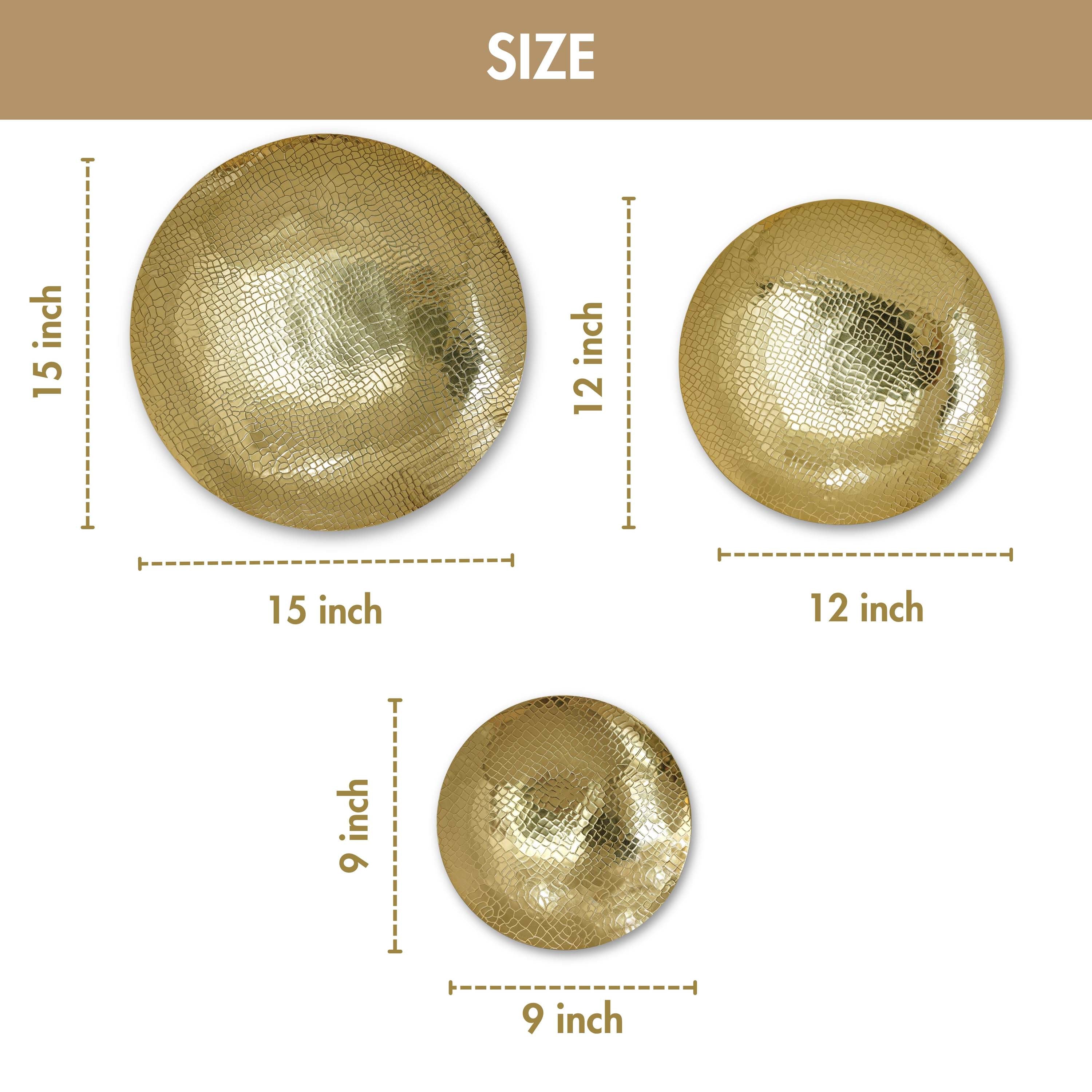 Golden Crackled Wall Plates, Set