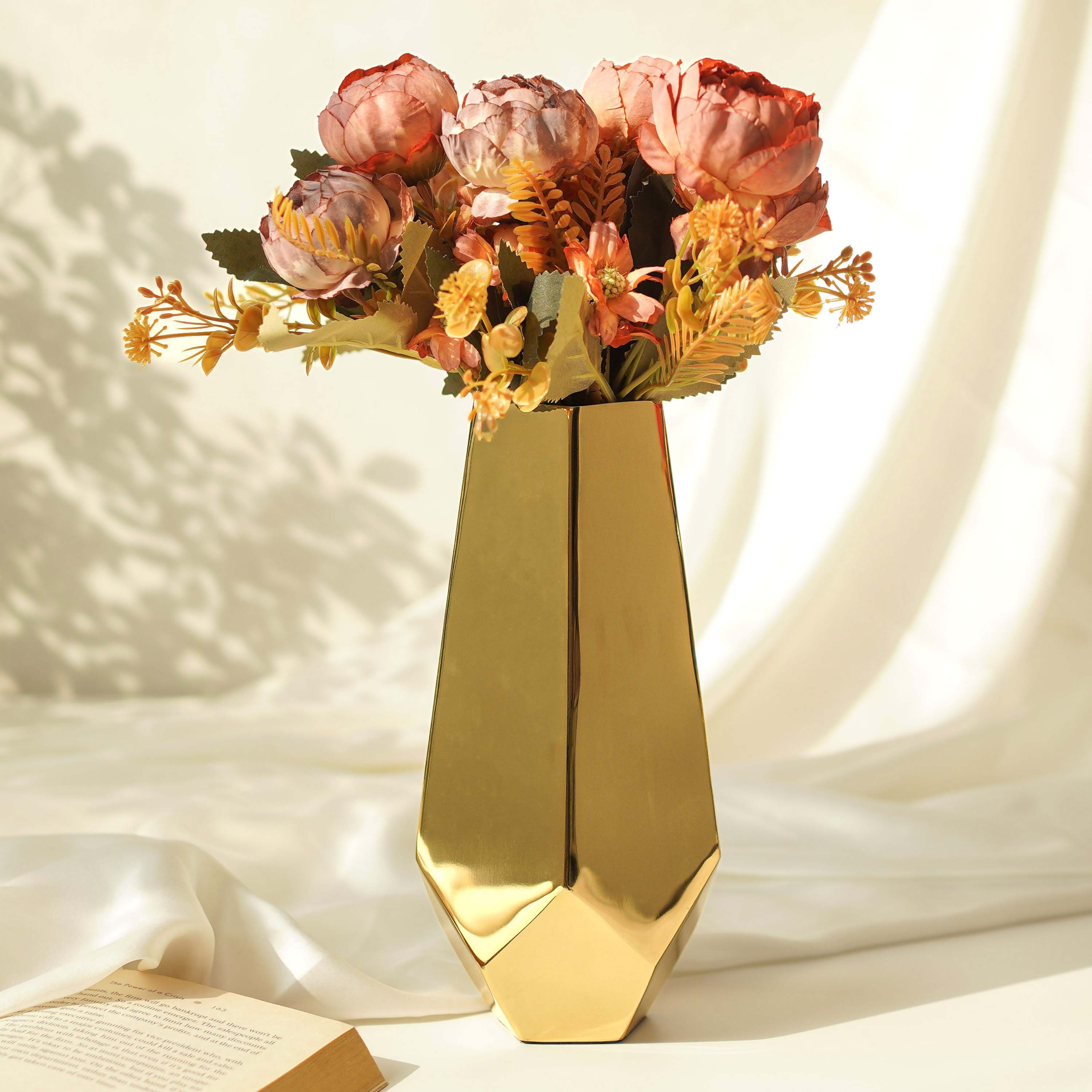 Stainless Steel Prism Glow Vase, Gold