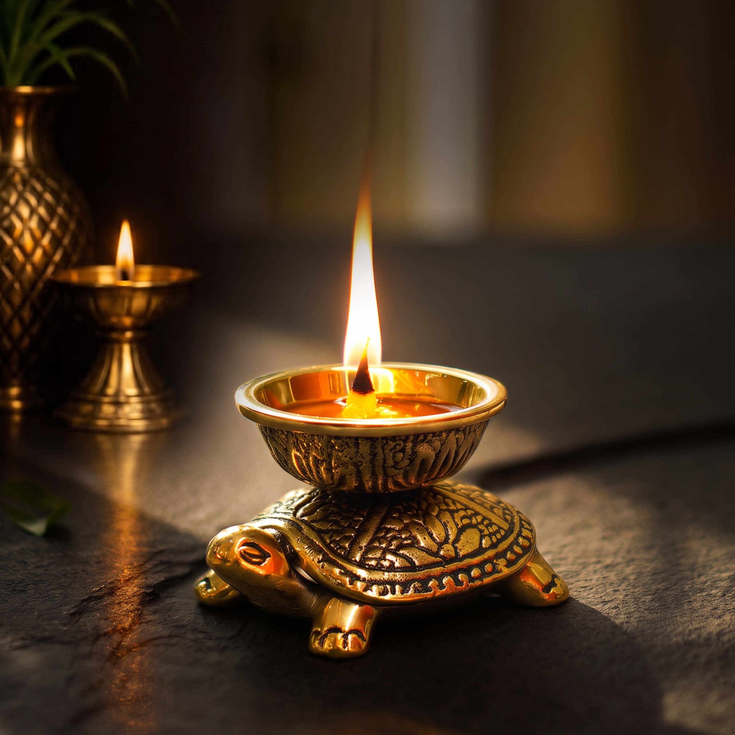 Pure Brass Turtle Diya