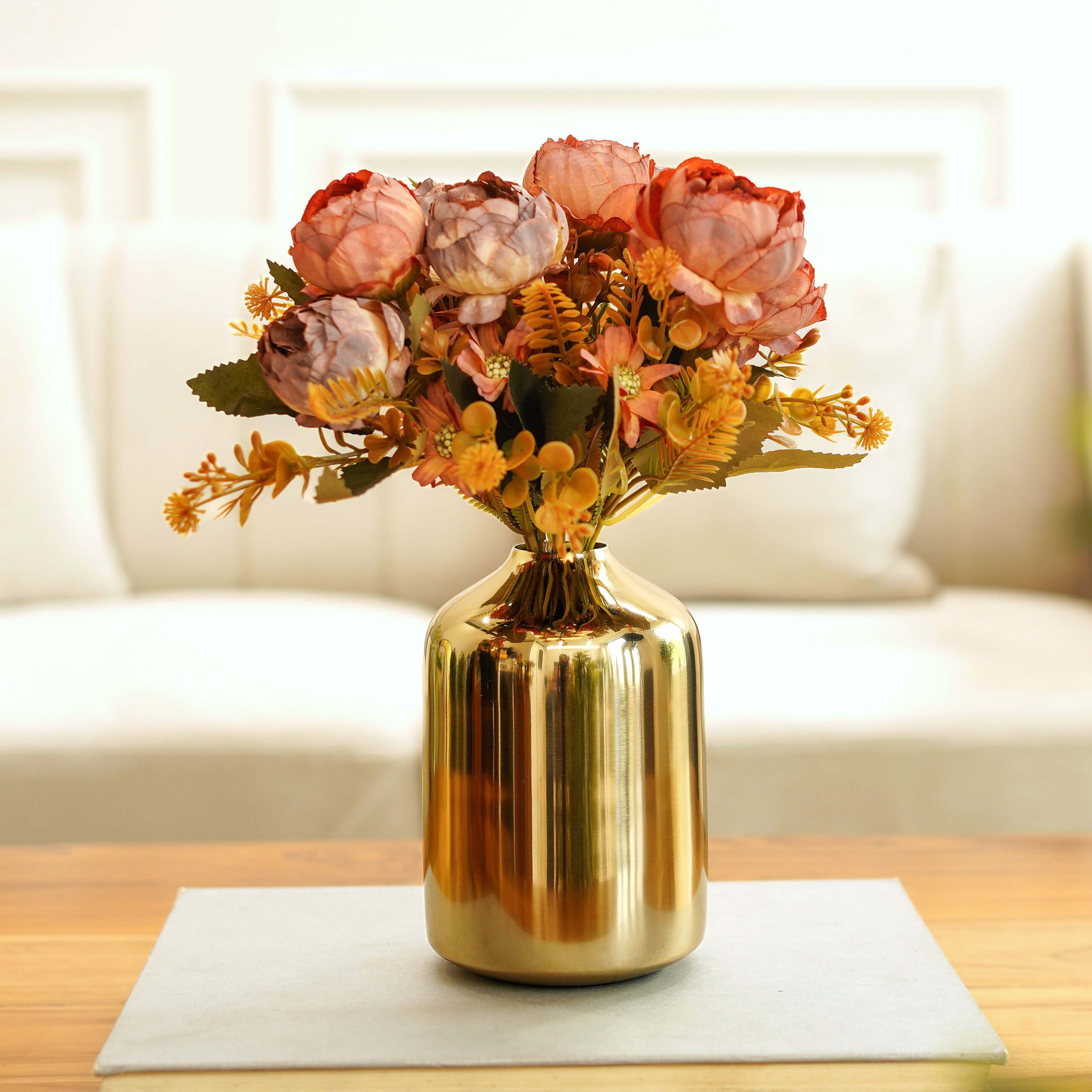 Metal Golden Bottle Flower Vase