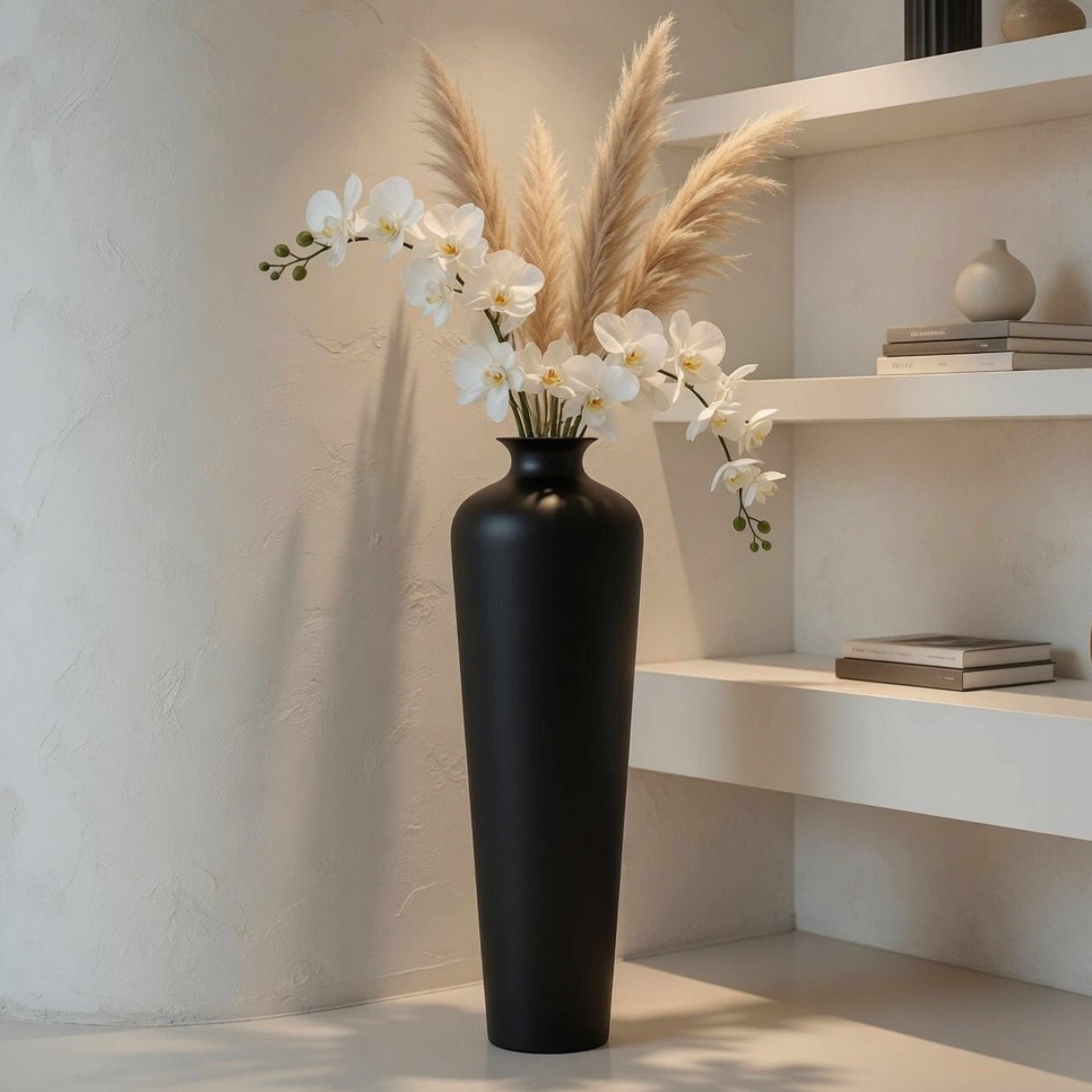Metal Floor Vase, Black