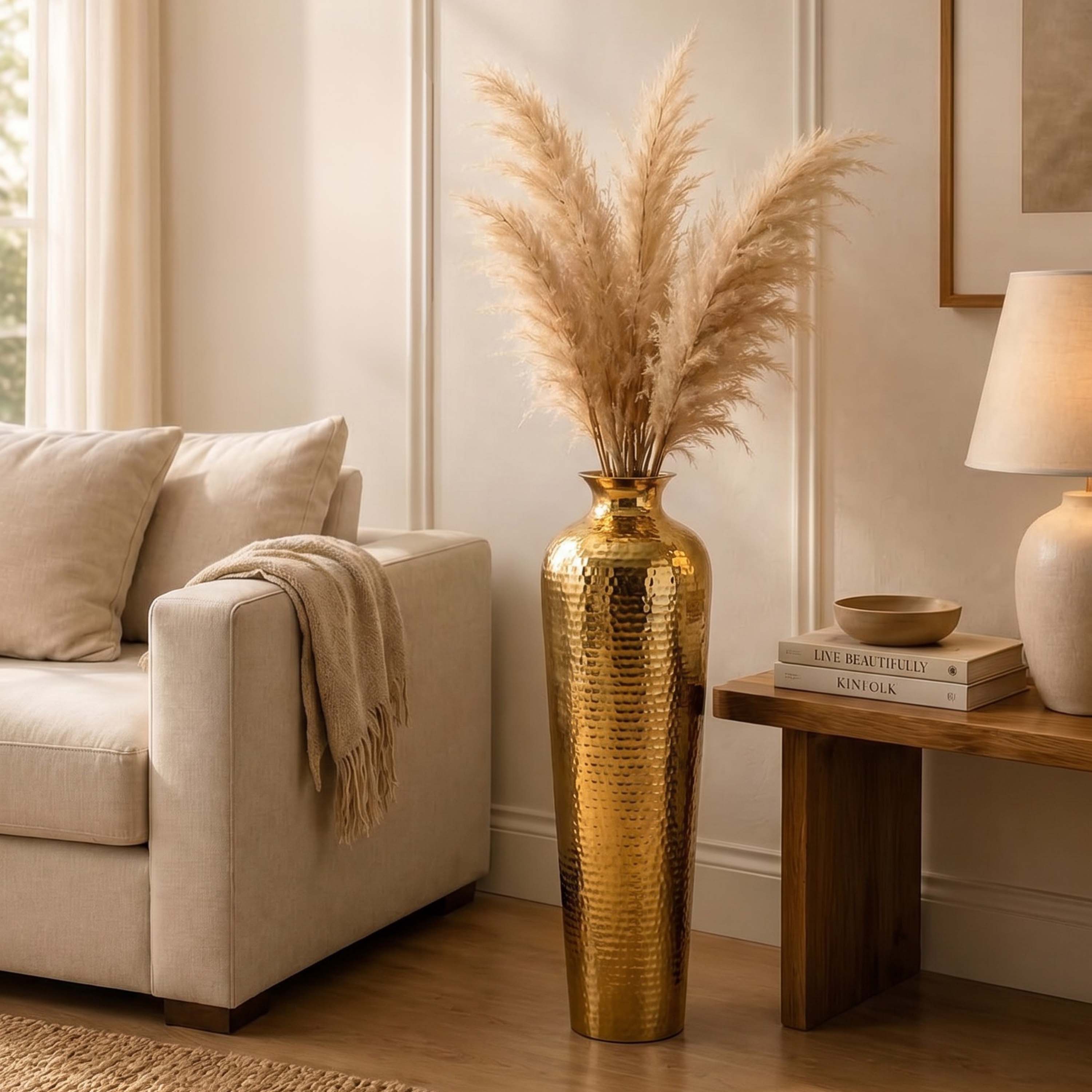 Metal Hammered Floor Vase