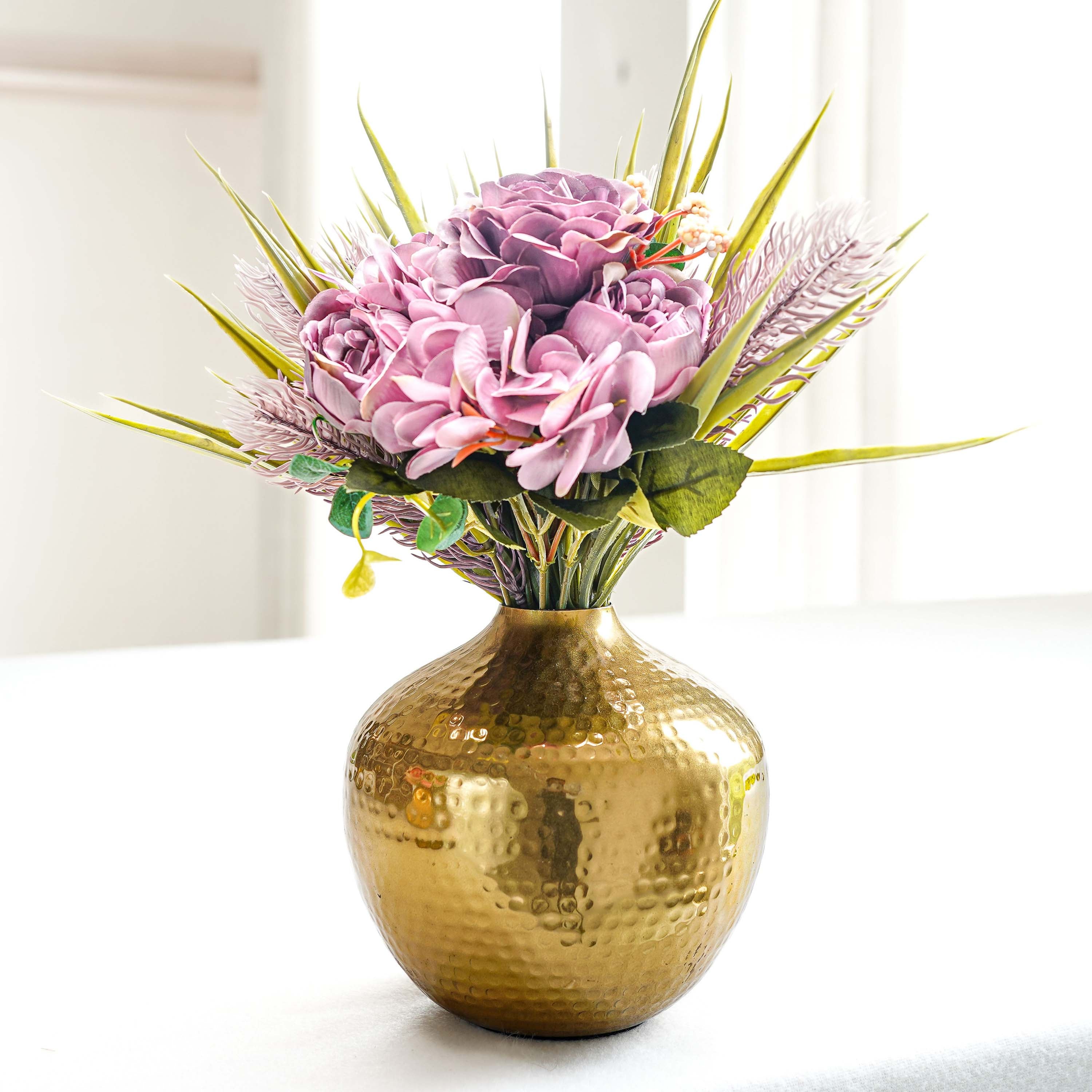 Hammered Metal Flower Vase