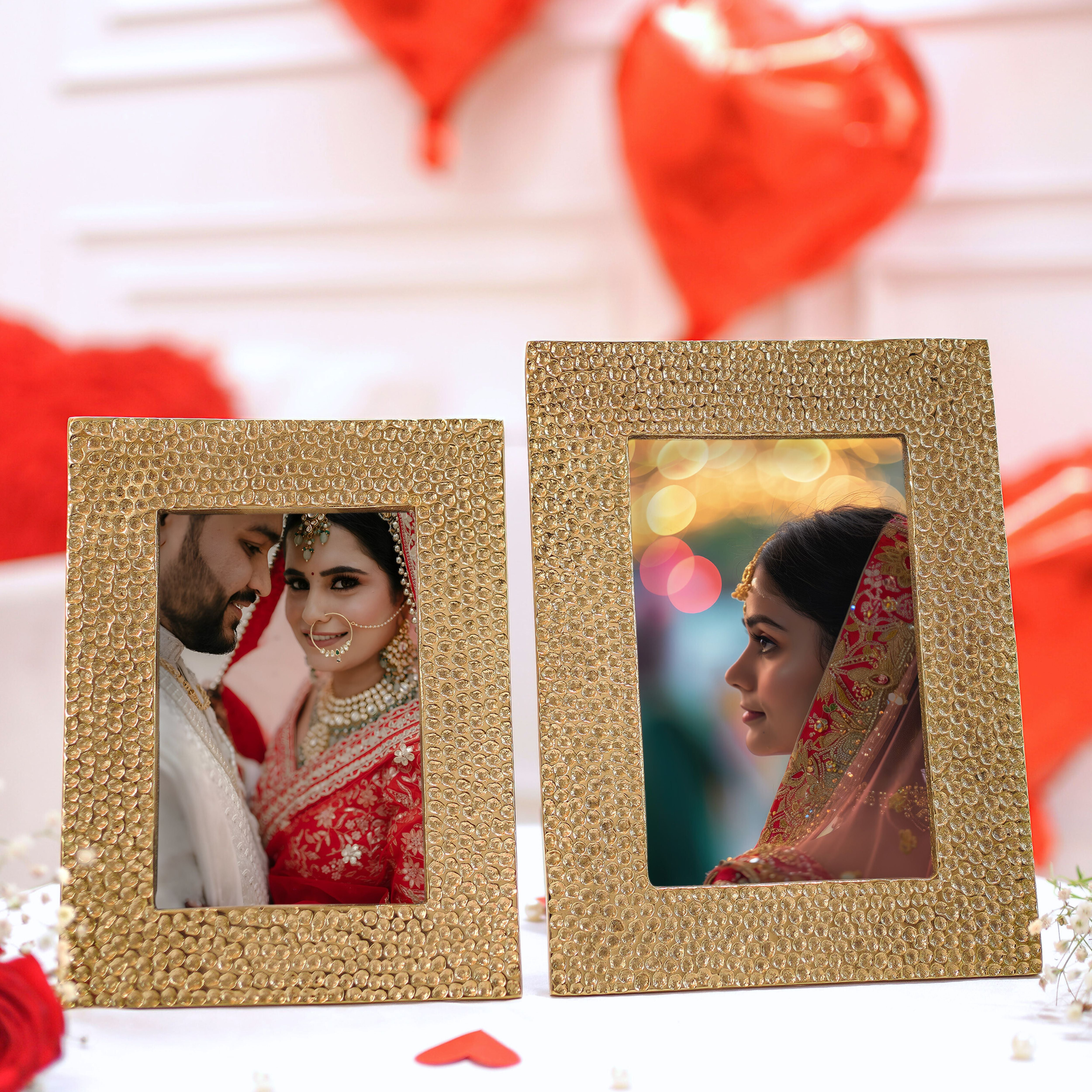 Hammered Photo Frame, Gold, Set of 2