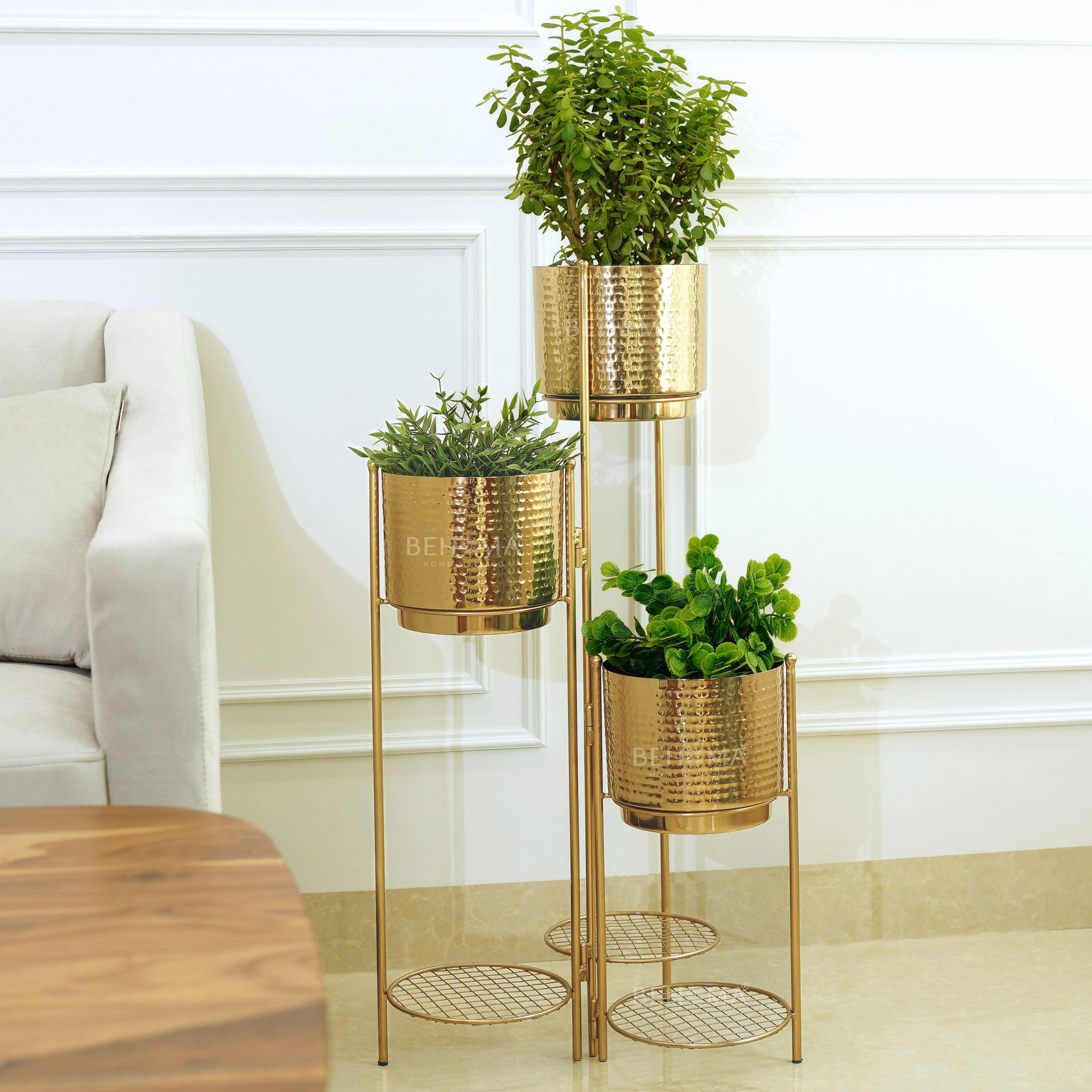3-Tier Folding plant stand, Gold (Planter Only)