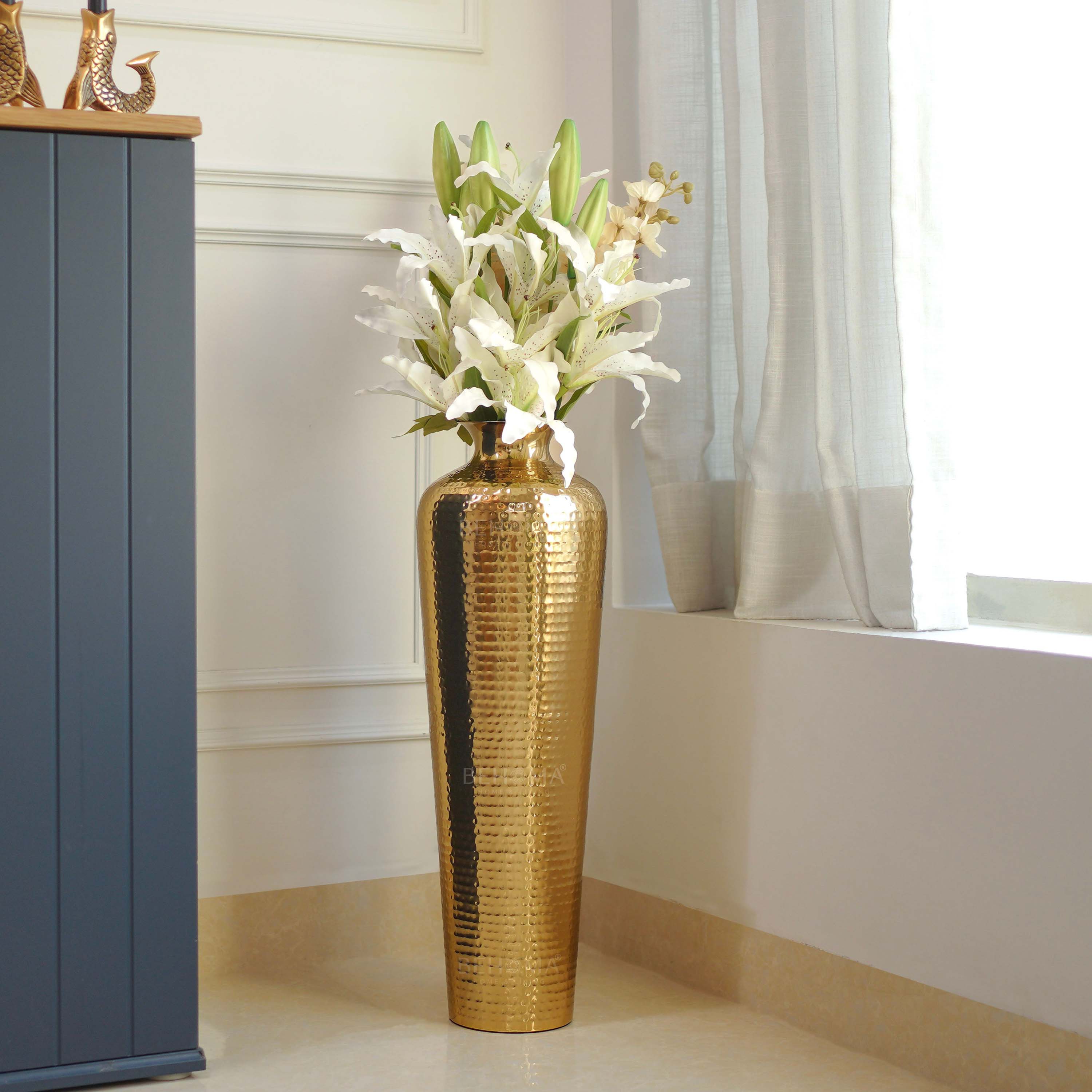 Metal Hammered Floor Vase