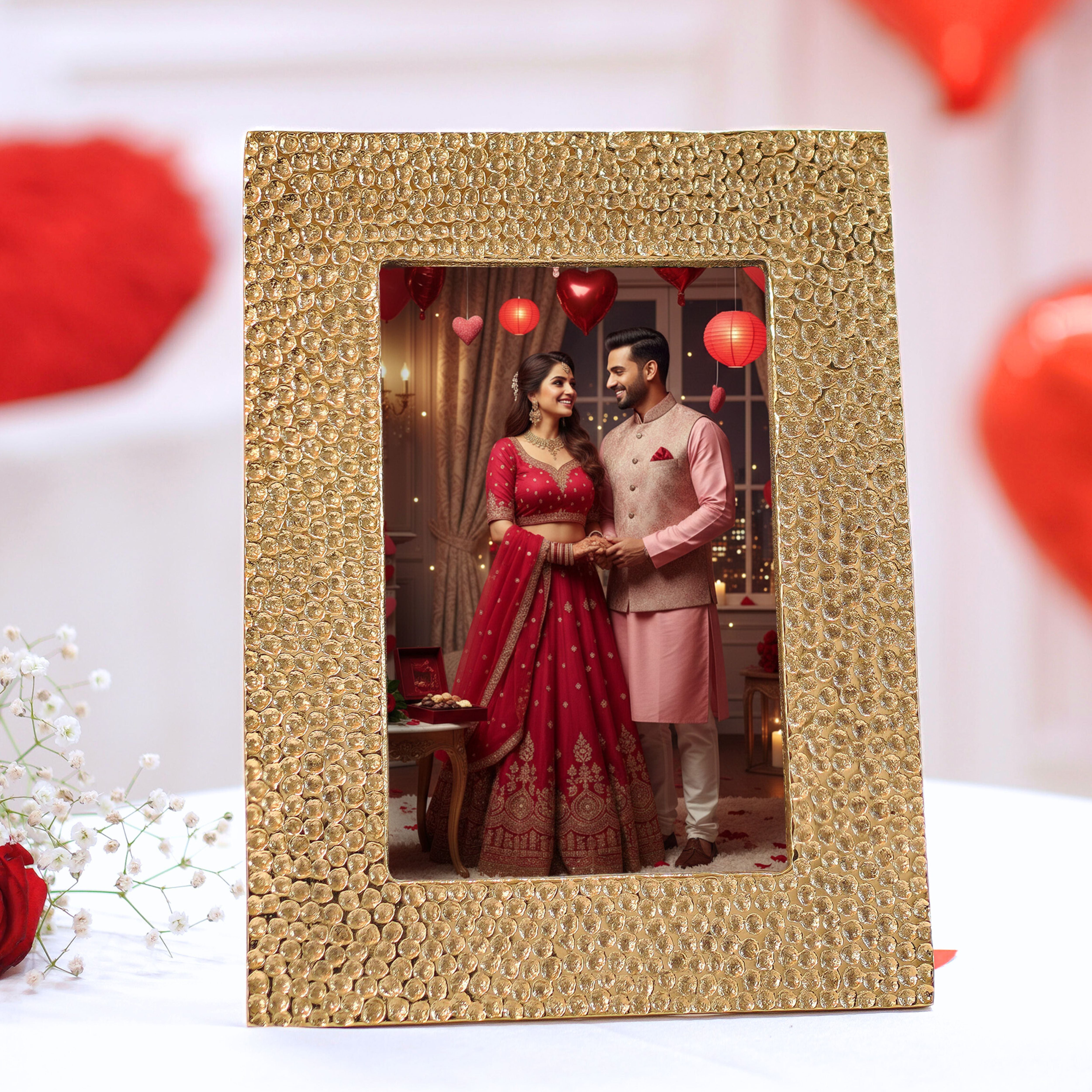 Hammered Photo Frame, Gold, Large