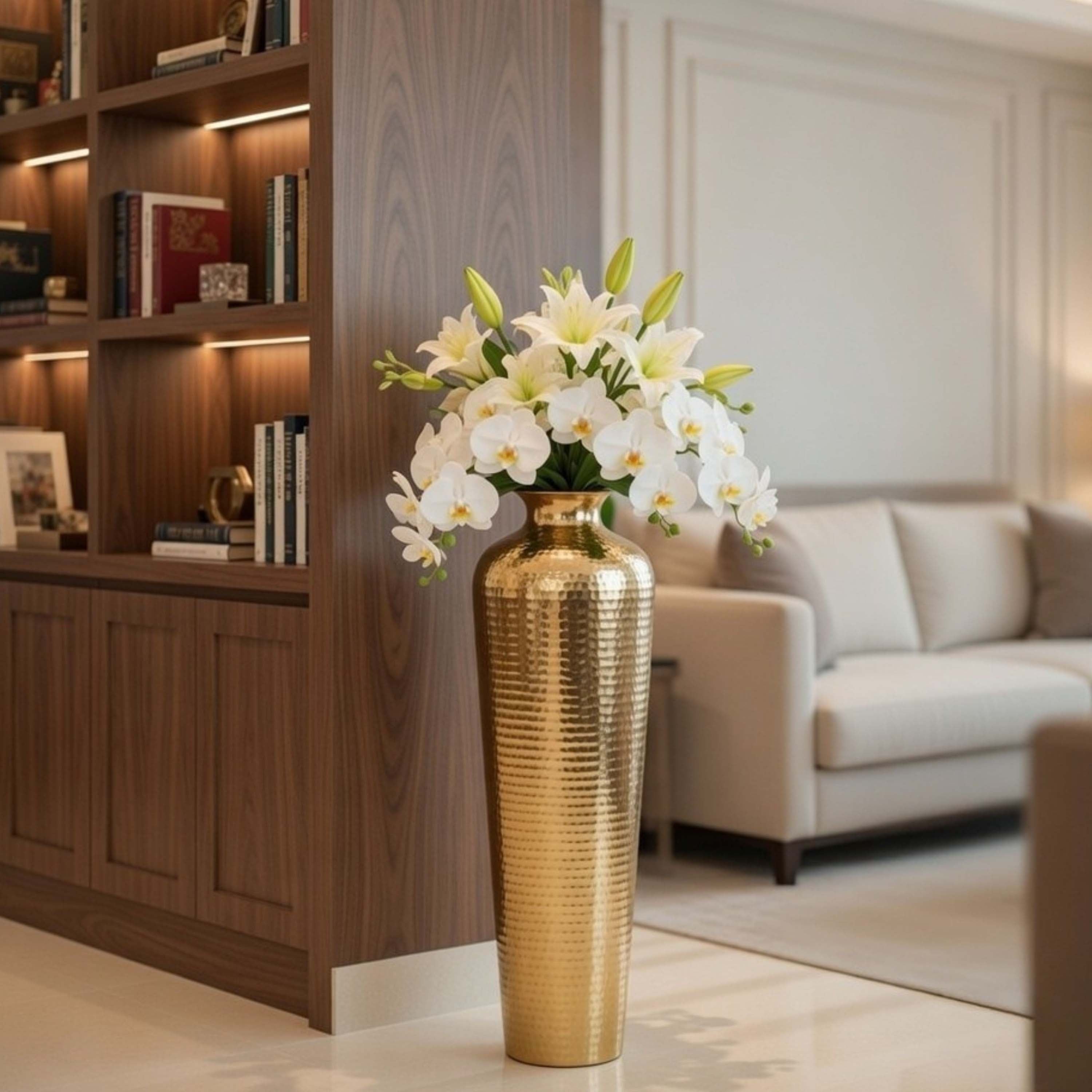 Metal Hammered Floor Vase