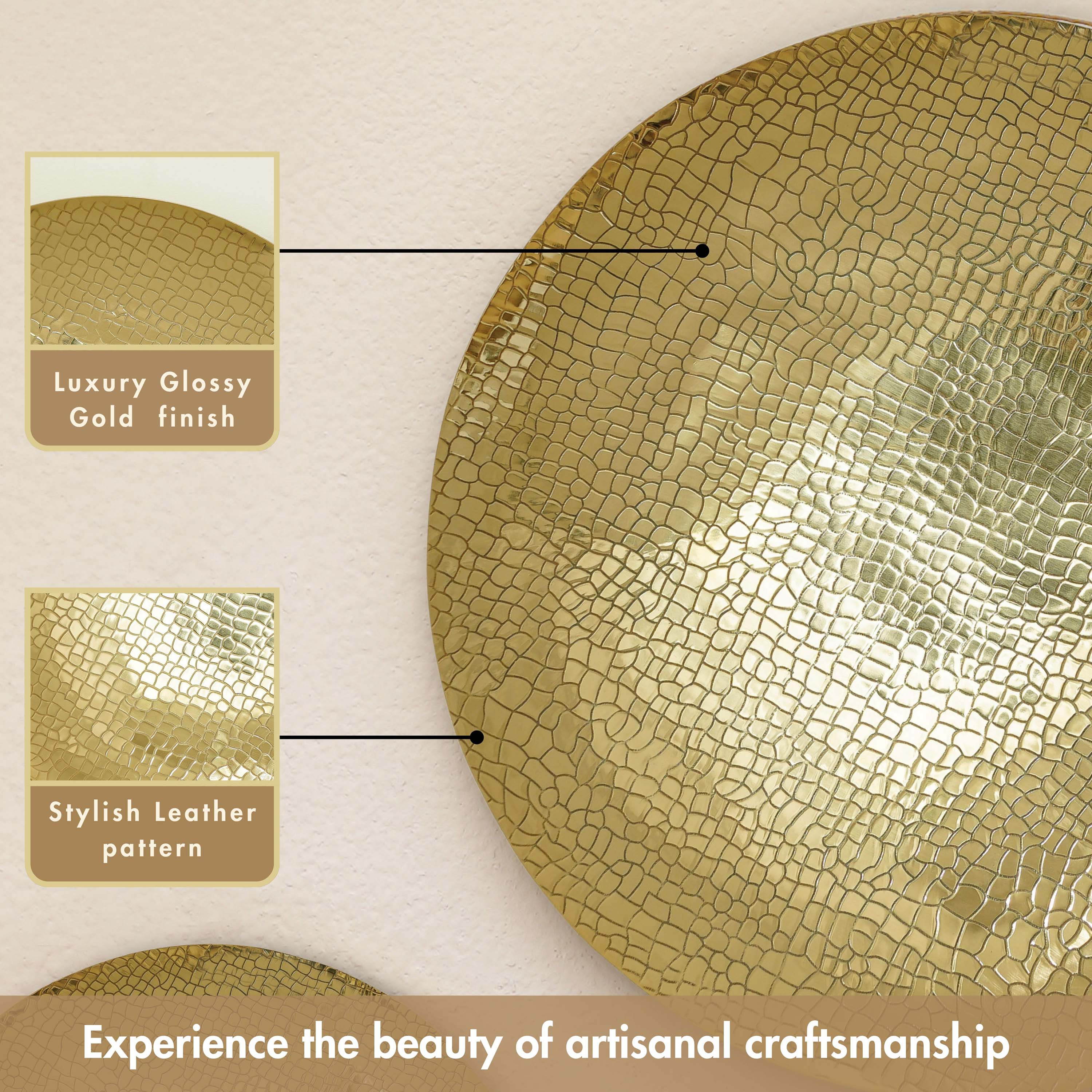 Golden Crackled Wall Plates, Set