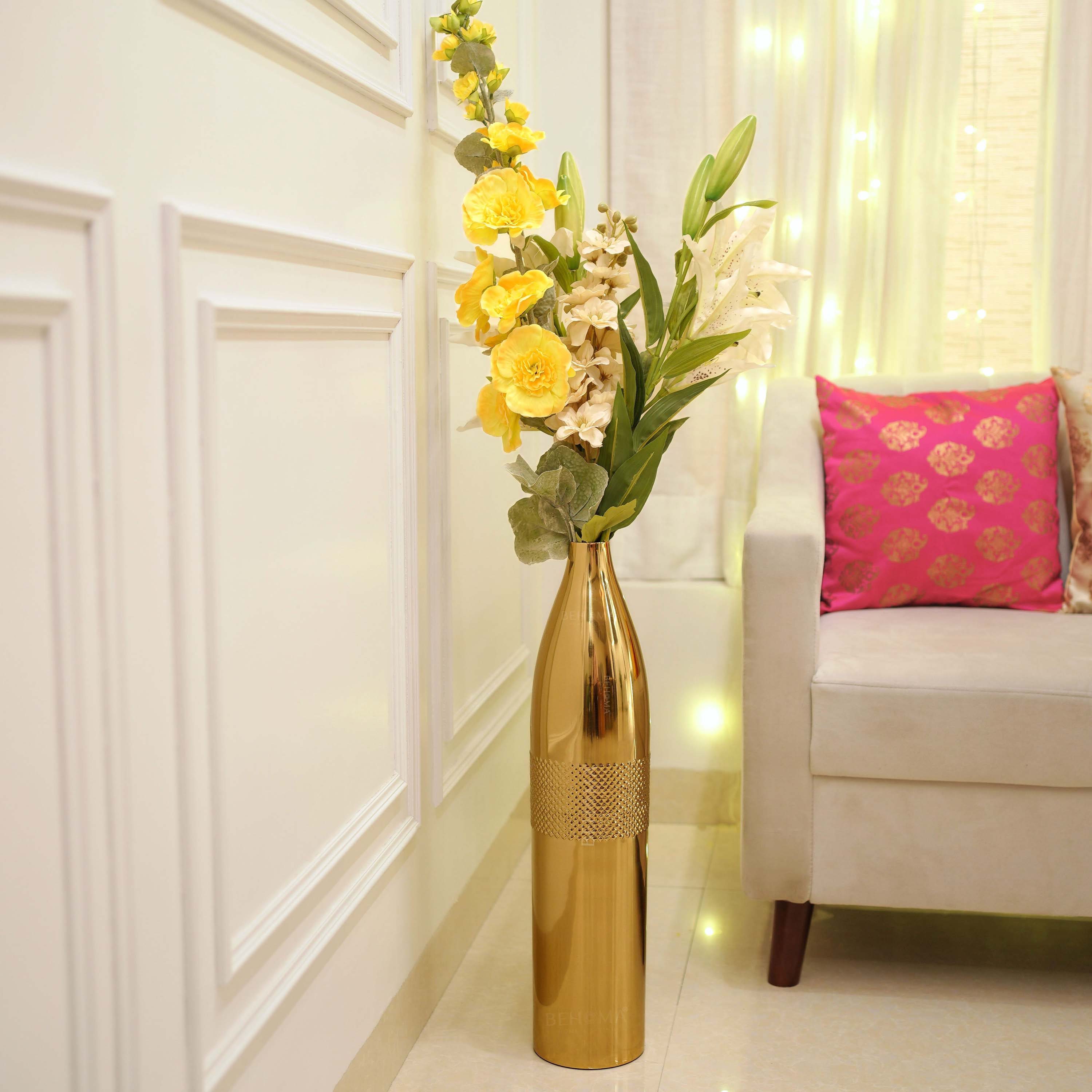 Metal Tall Floor Vase