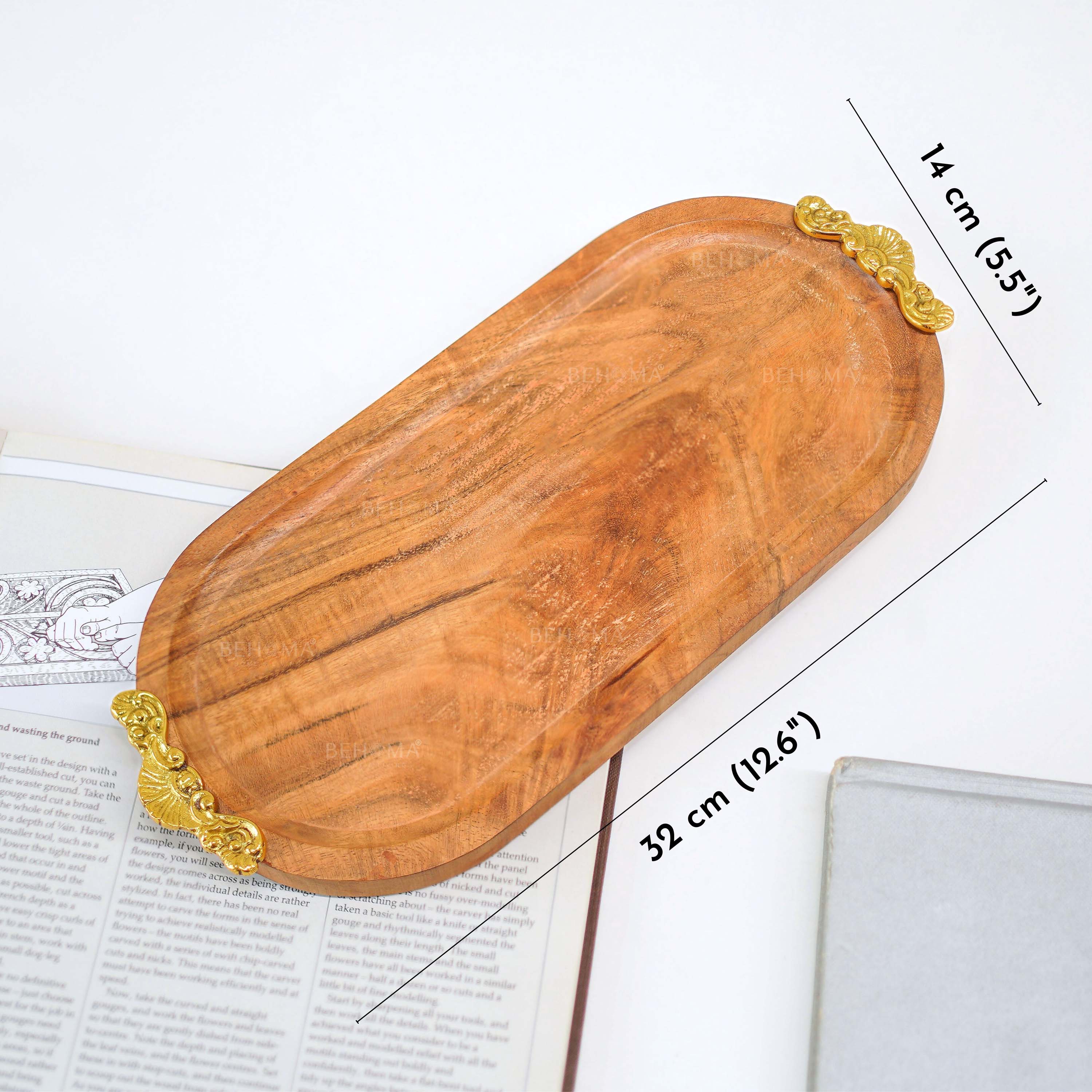 Wood & Brass Tray, Small