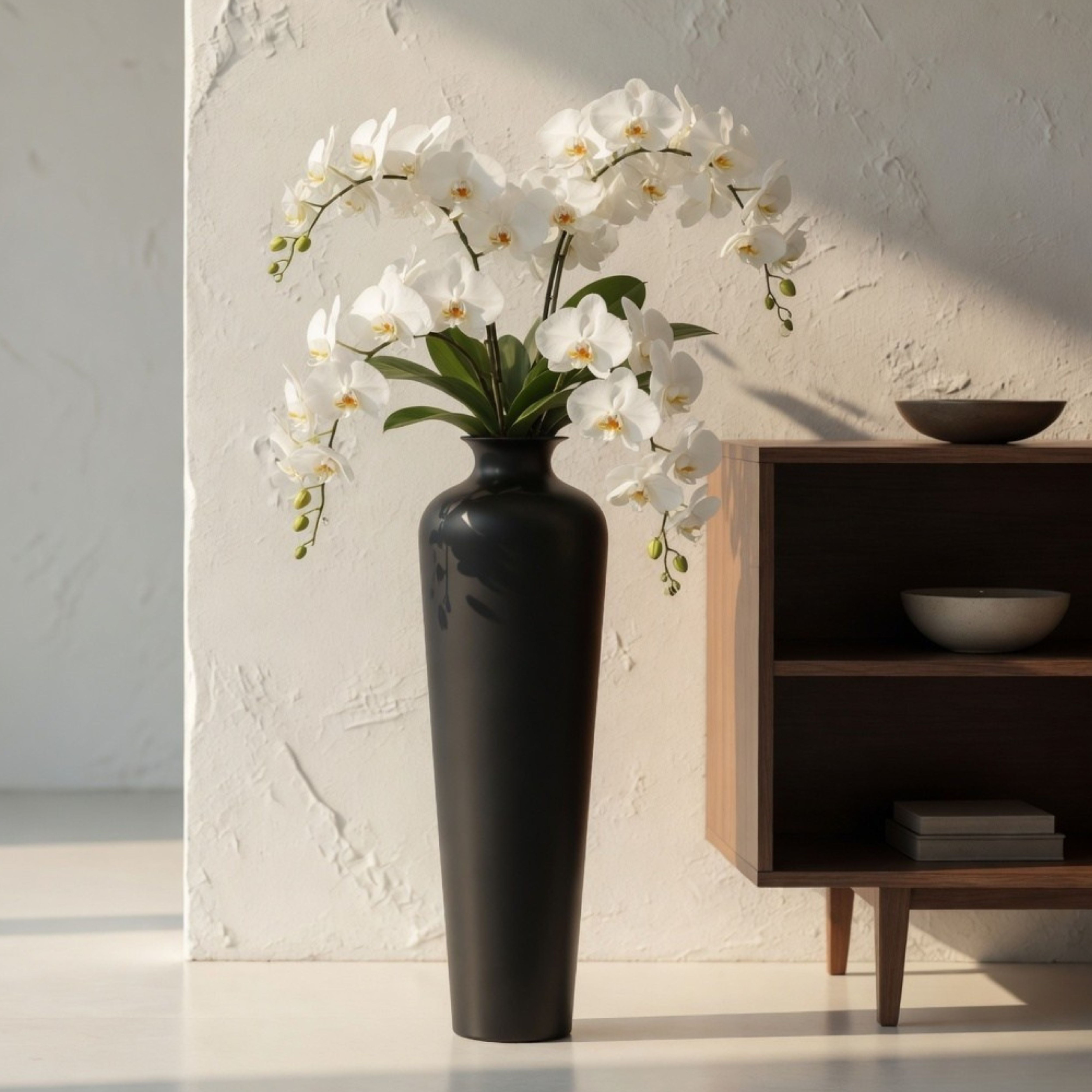 Metal Floor Vase, Black