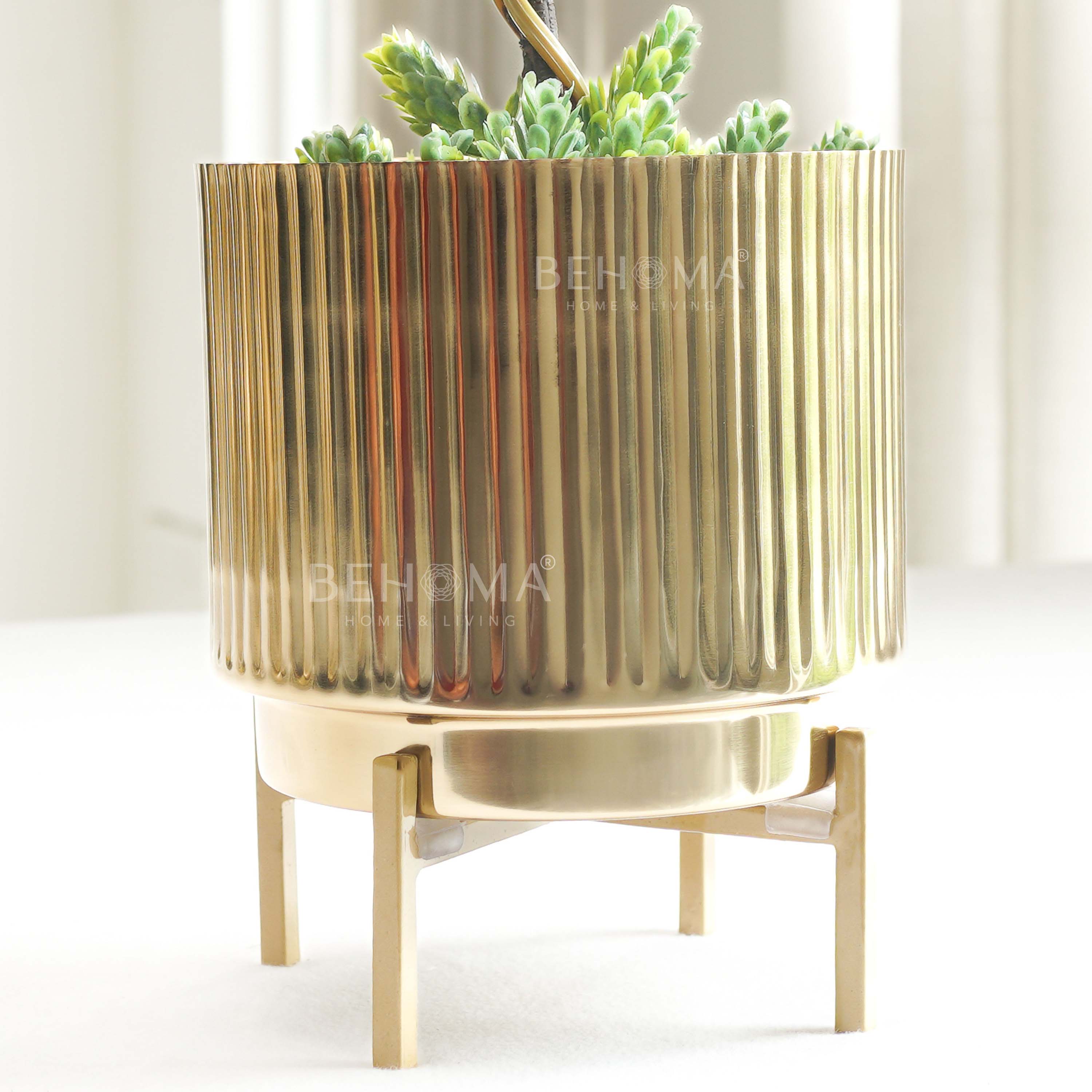 Fluted Metal Planter, Large (Planter Only)
