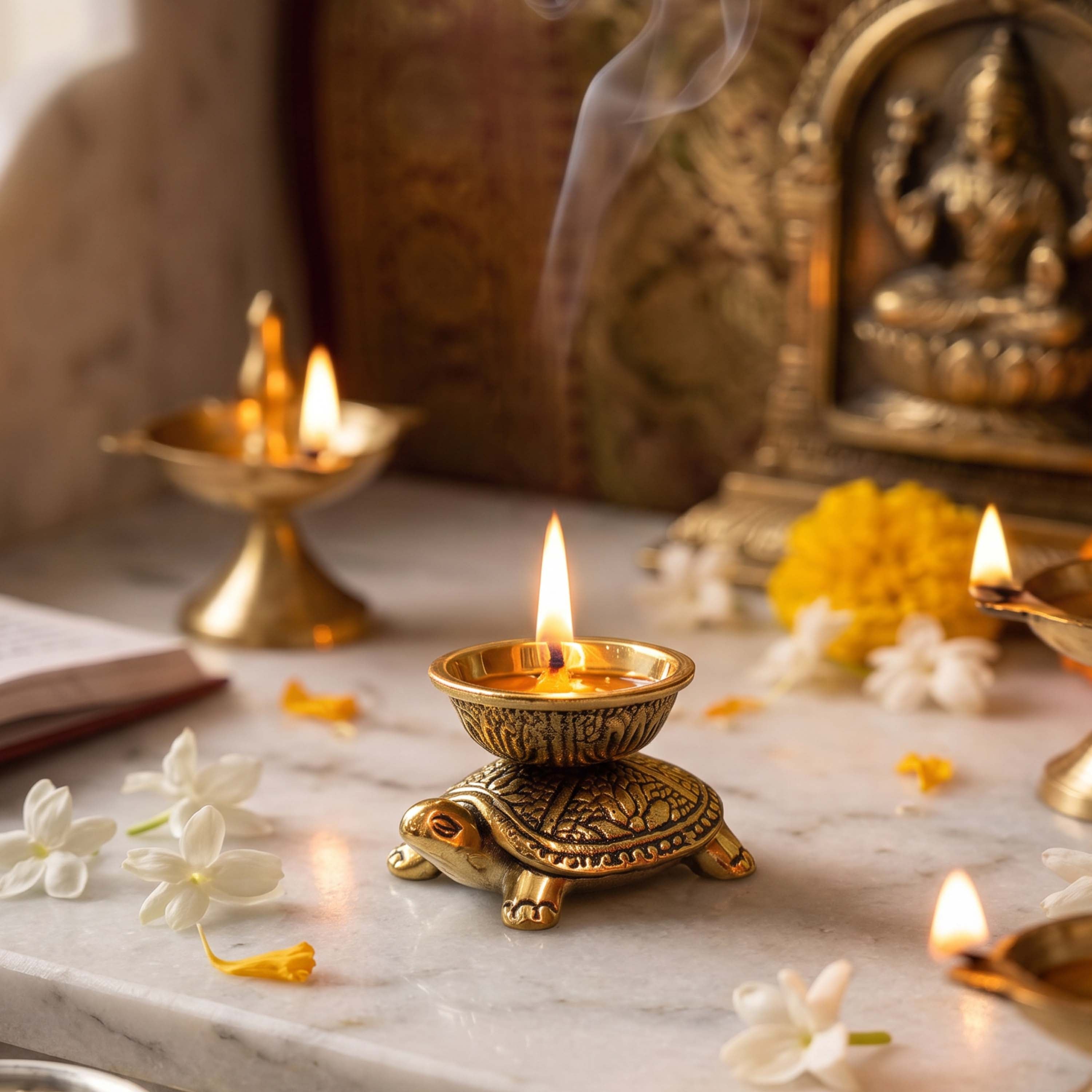 Pure Brass Turtle Diya
