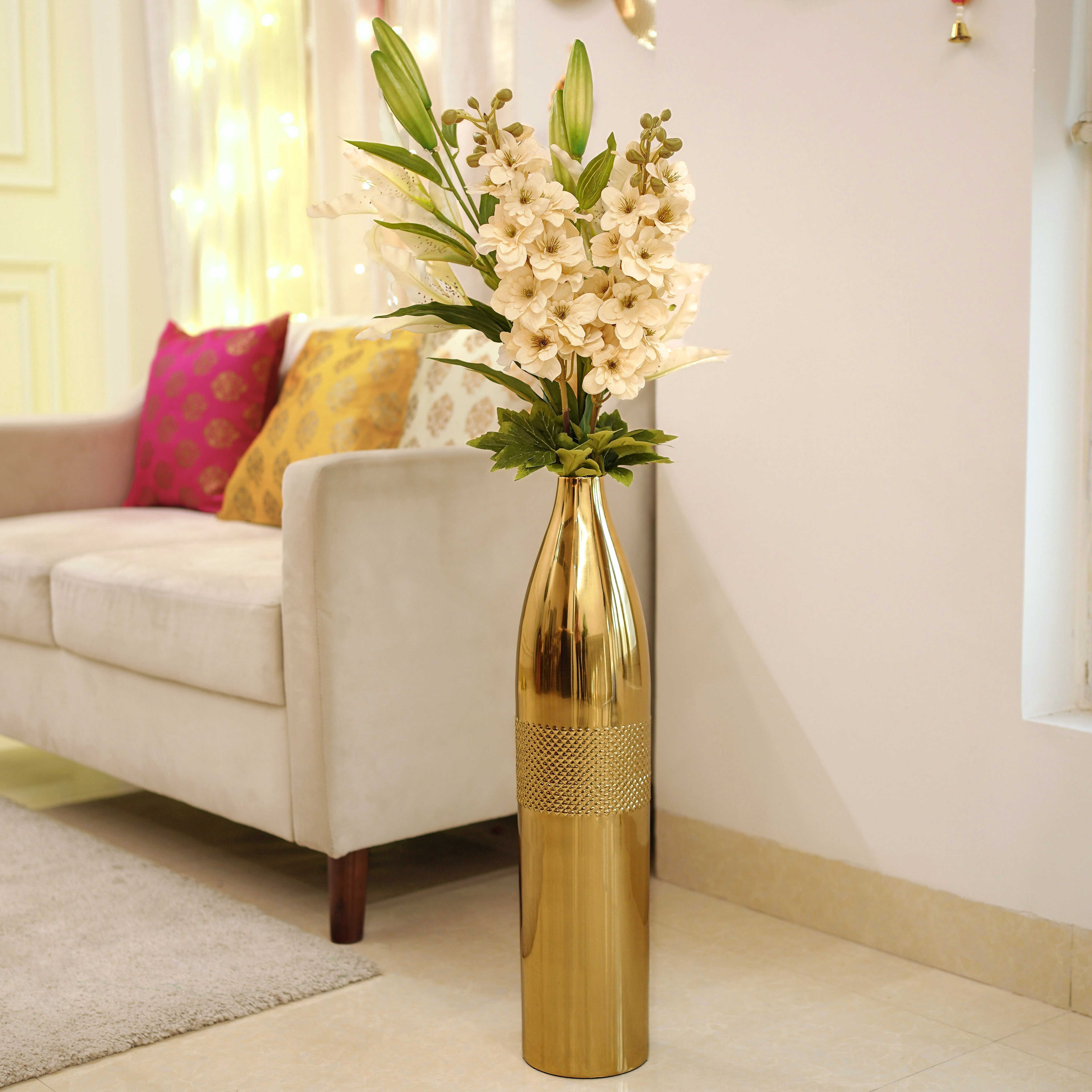Gold Mesh Floor Vase