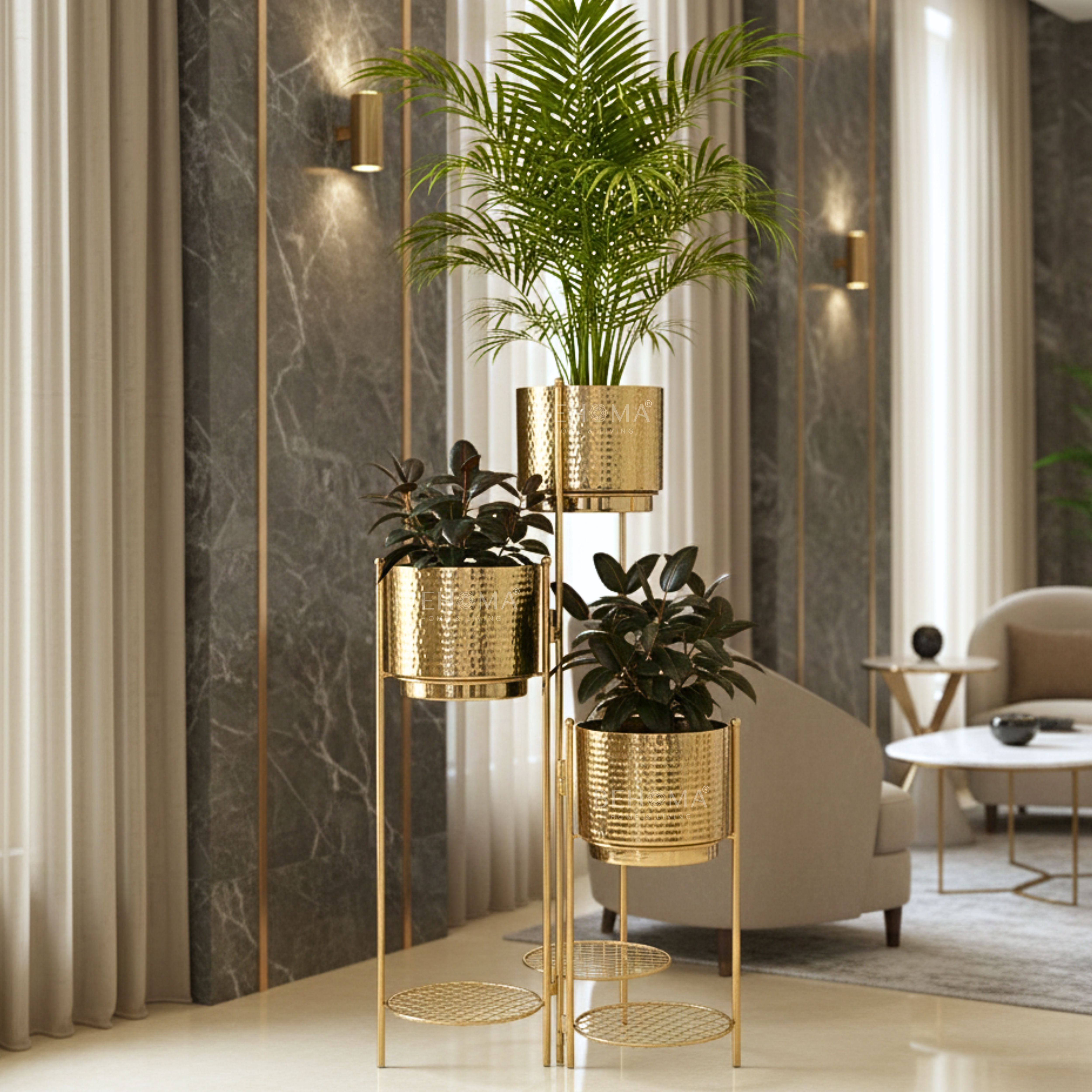 3-Tier Folding plant stand, Gold (Planter Only)