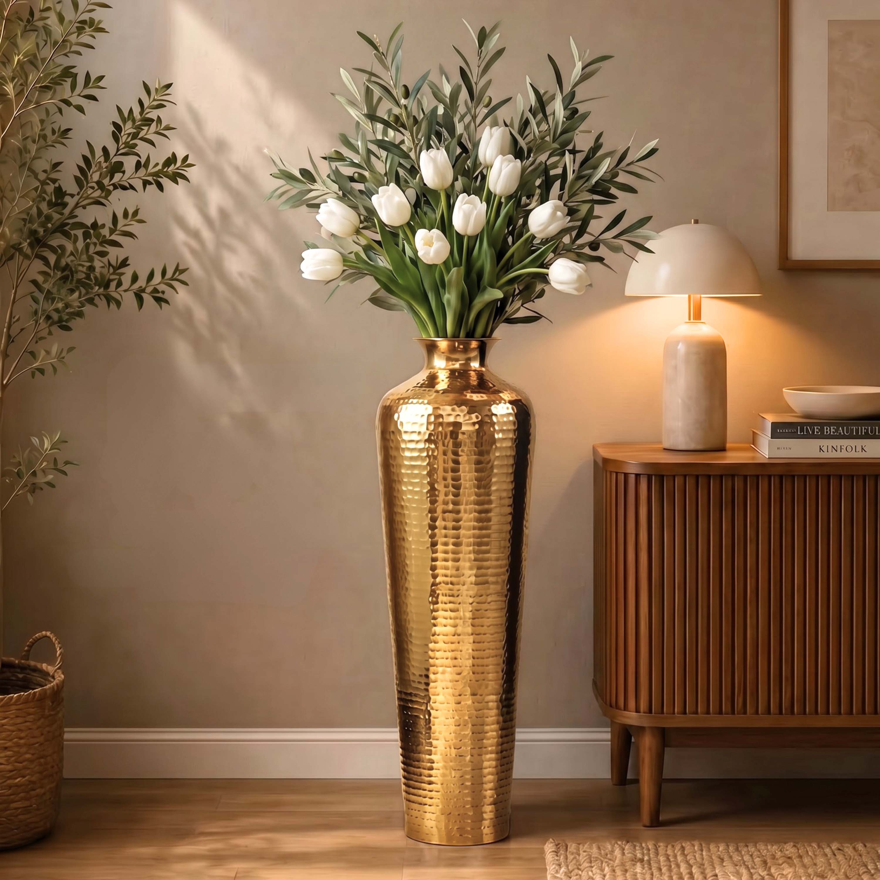 Metal Hammered Floor Vase