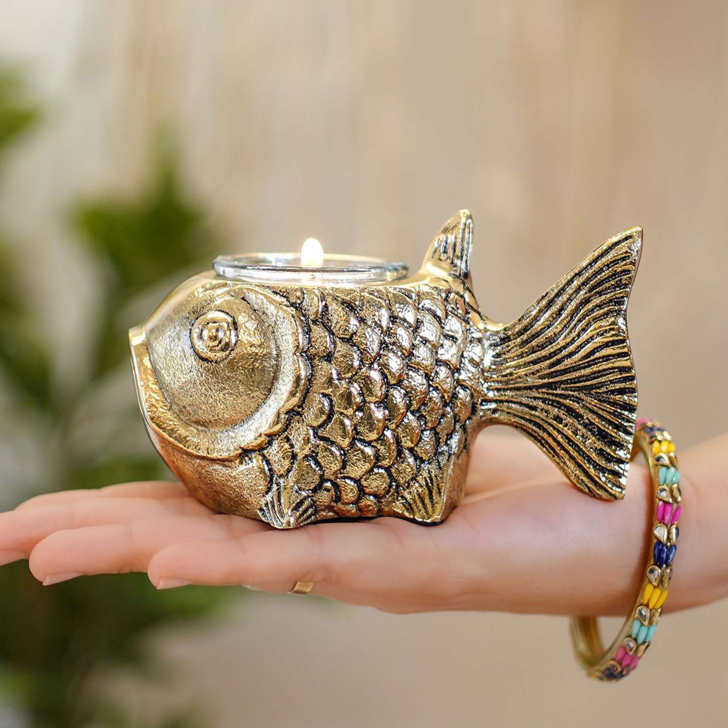 Metal Fish Candle Holder