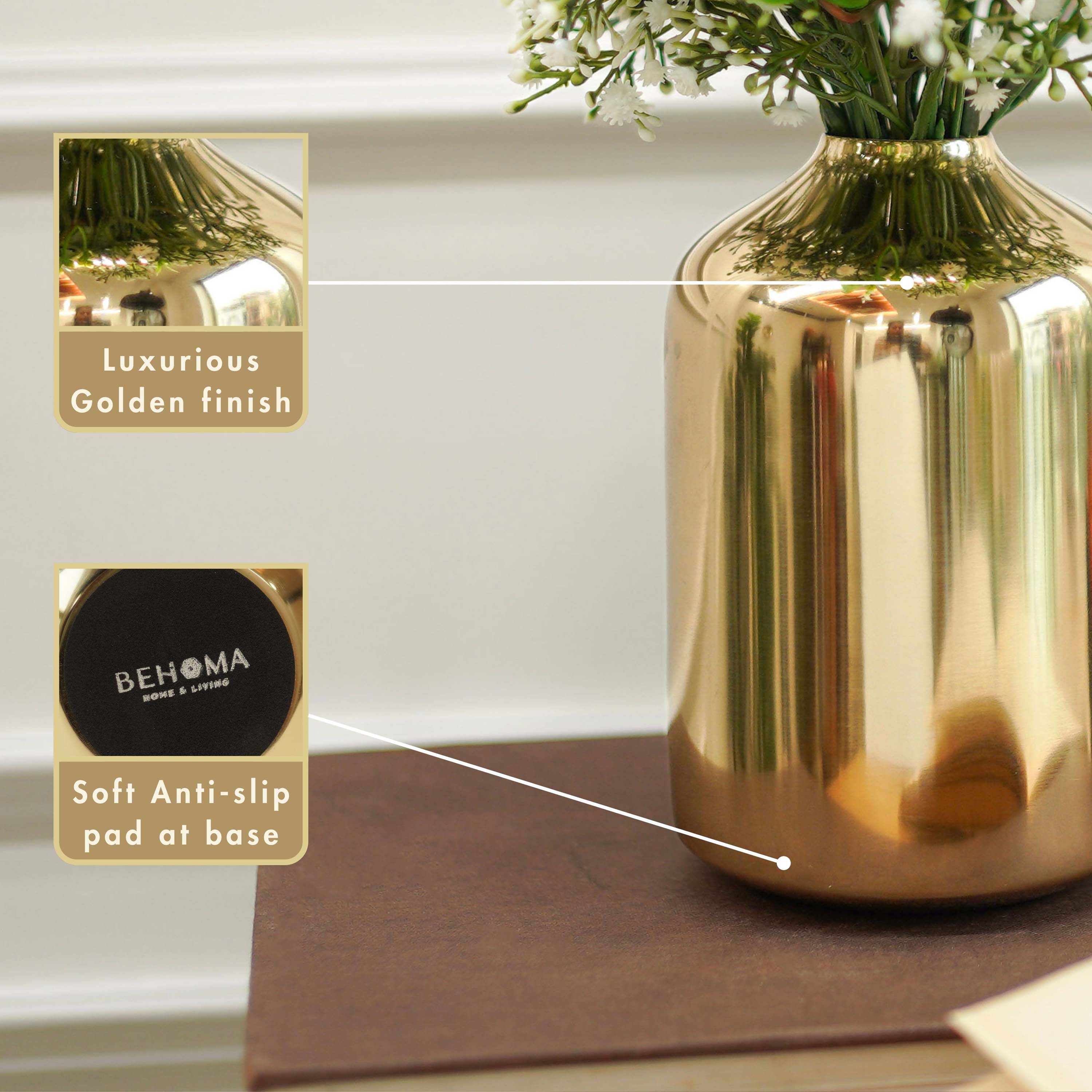 Metal Golden Bottle Flower Vase