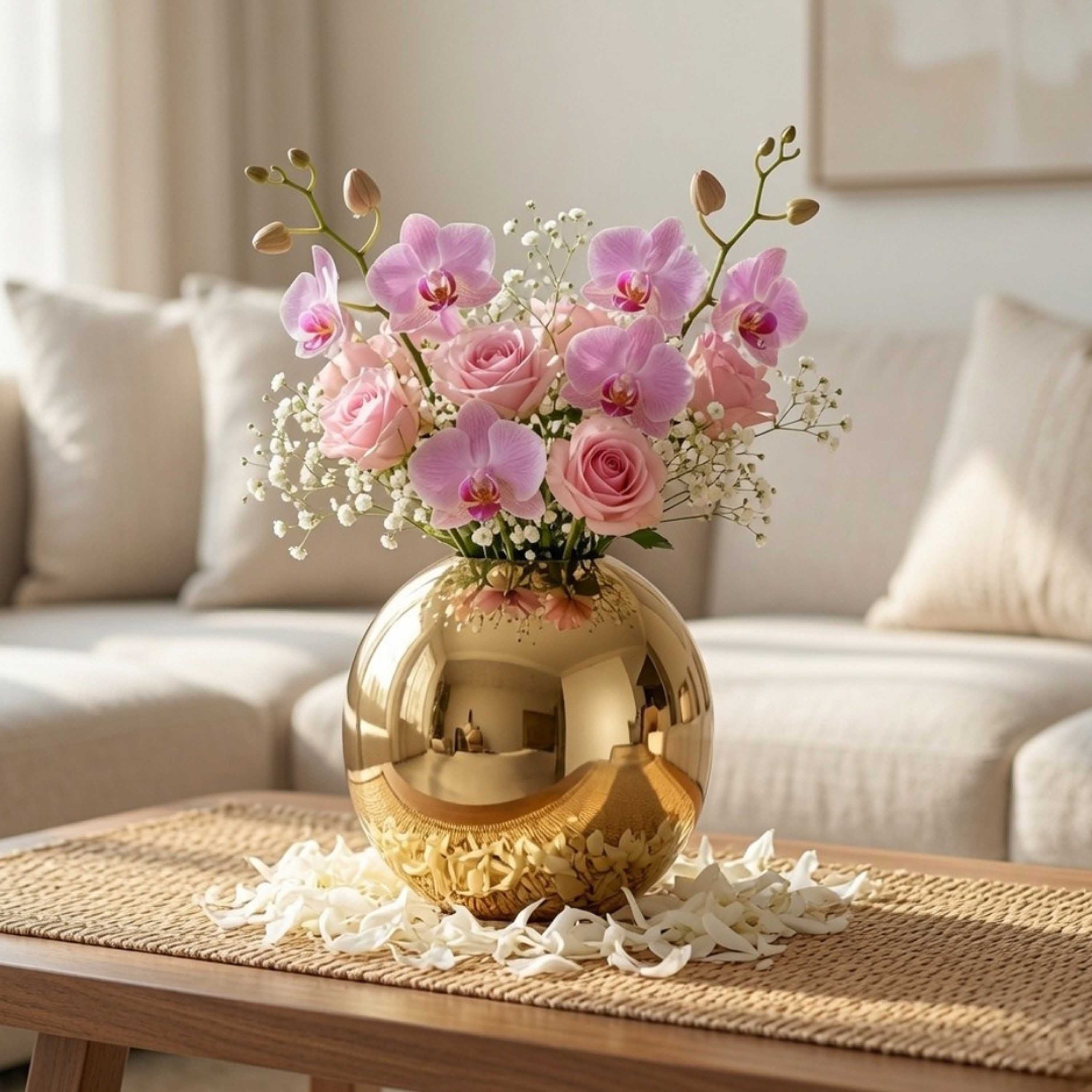 Metal Flower Vase Large | Gold