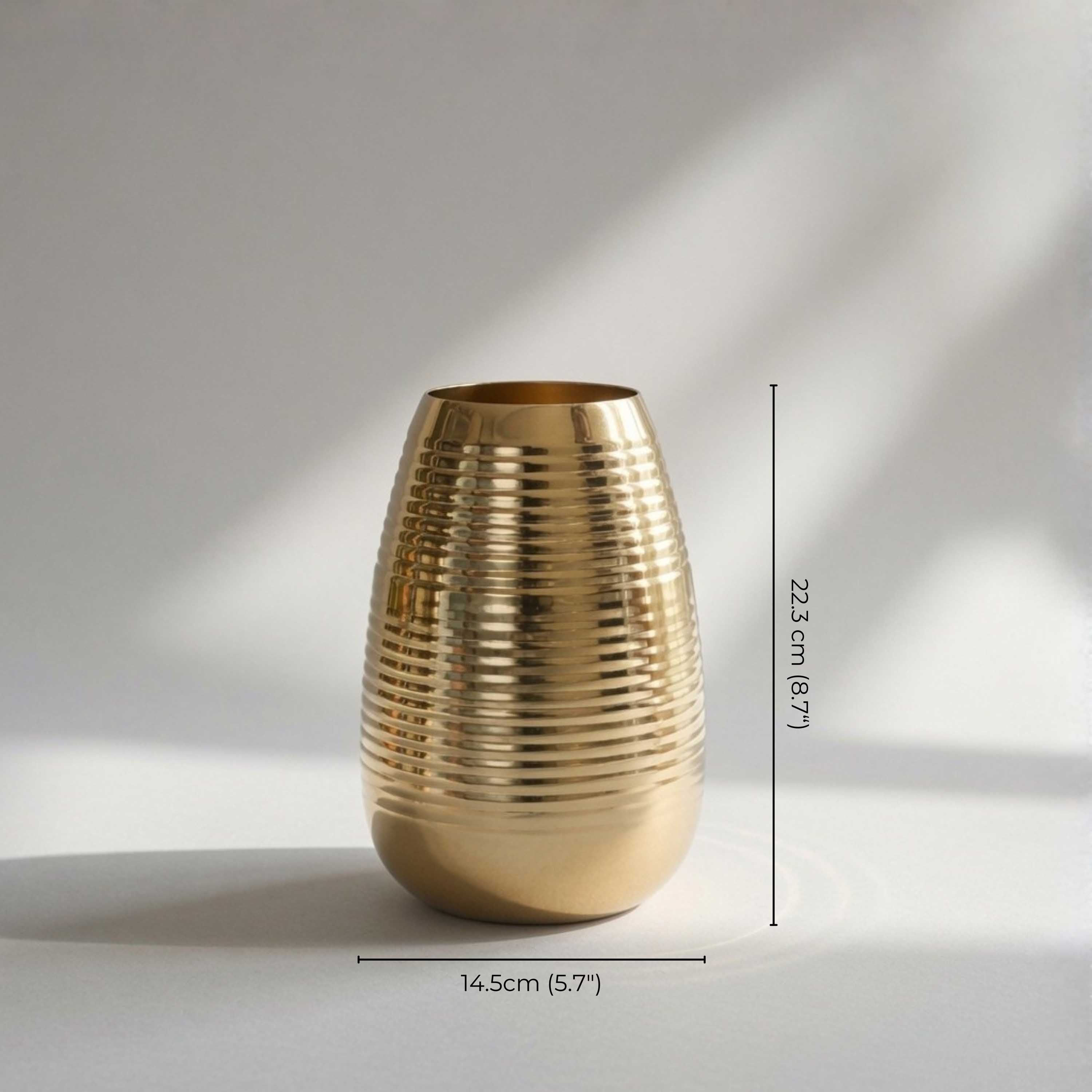 Ribbed Gold Metal Flower Vase