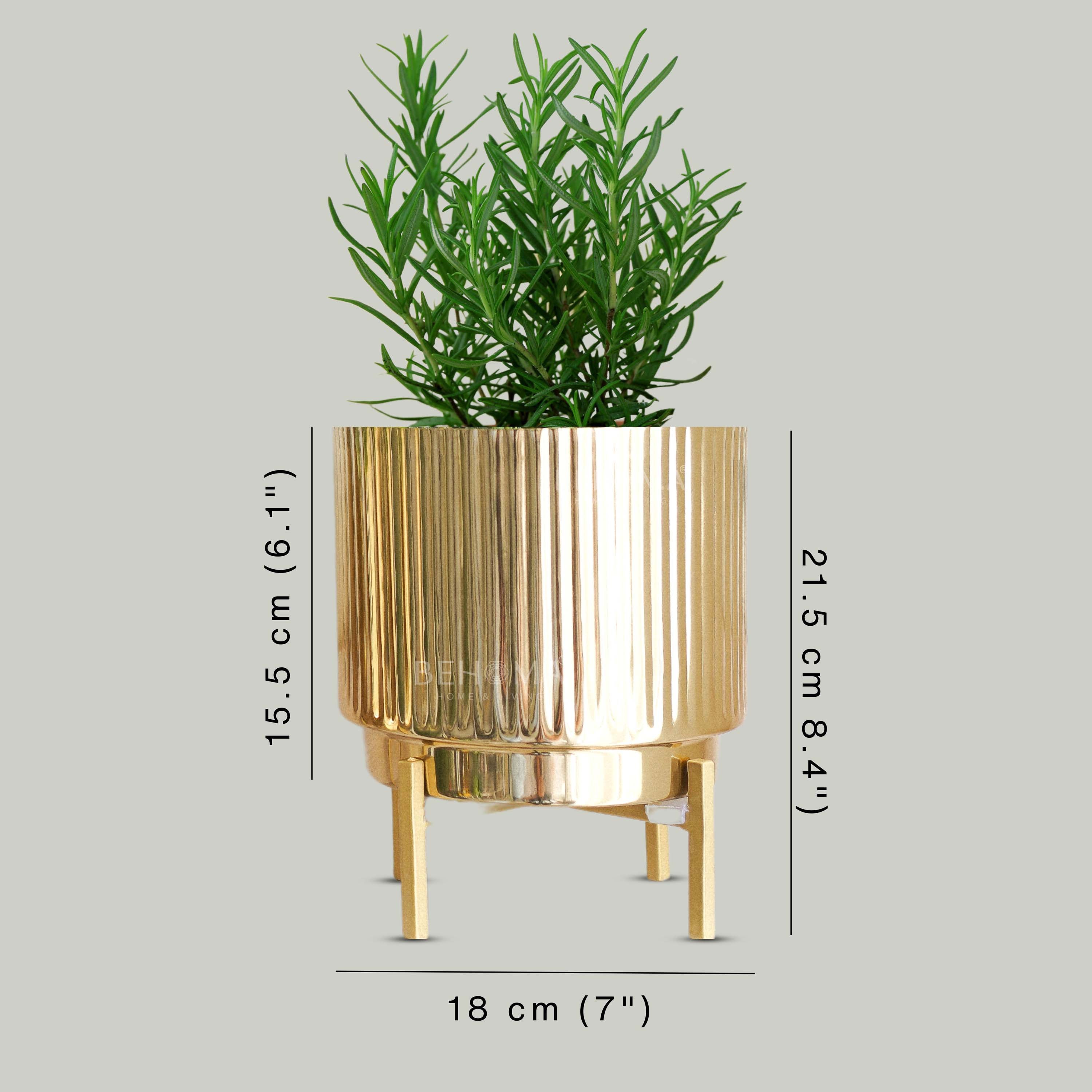 Fluted Metal Planter, Large (Planter Only)