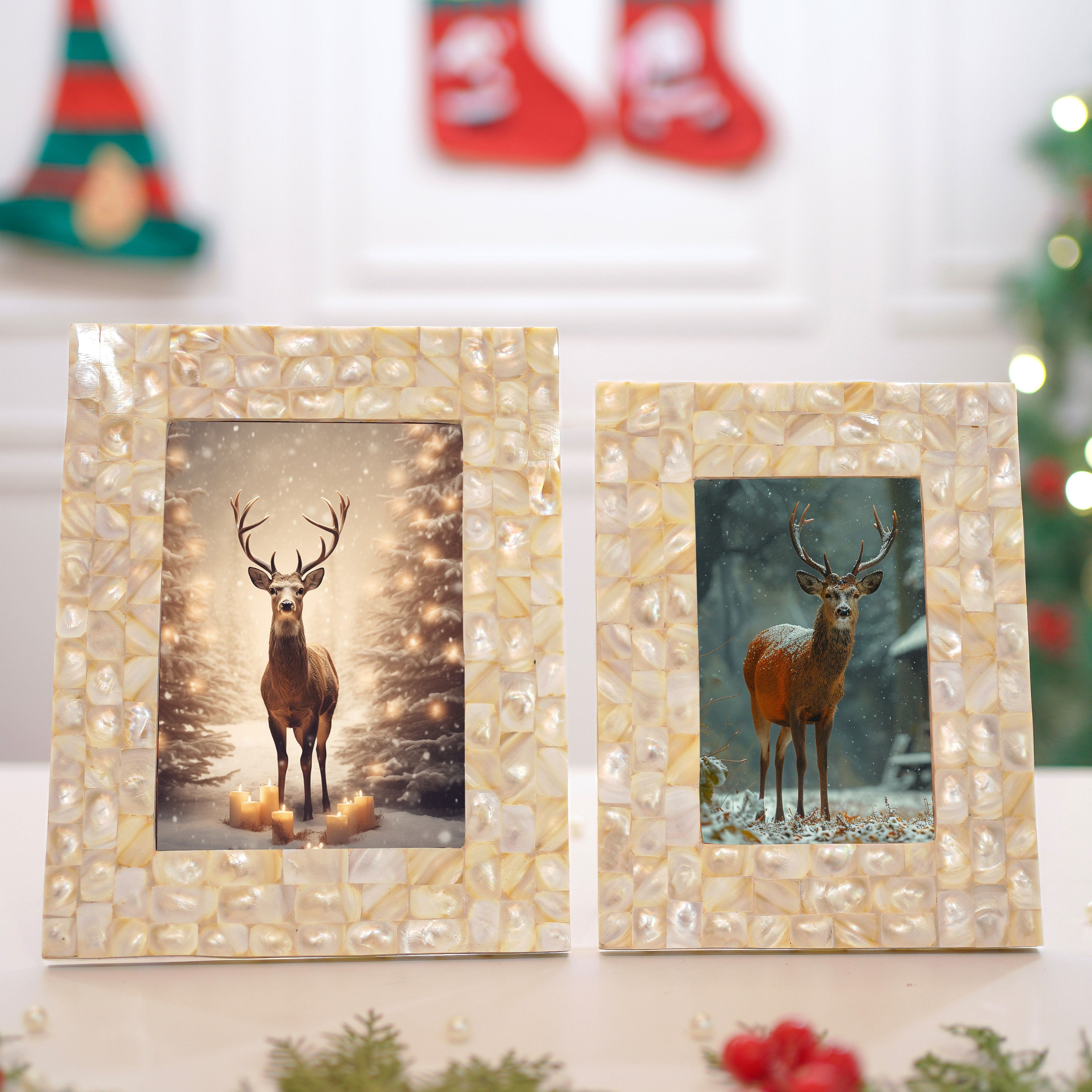 Elegant Pearl Photo Frame - Set of 2 (4x6 and 5x7)