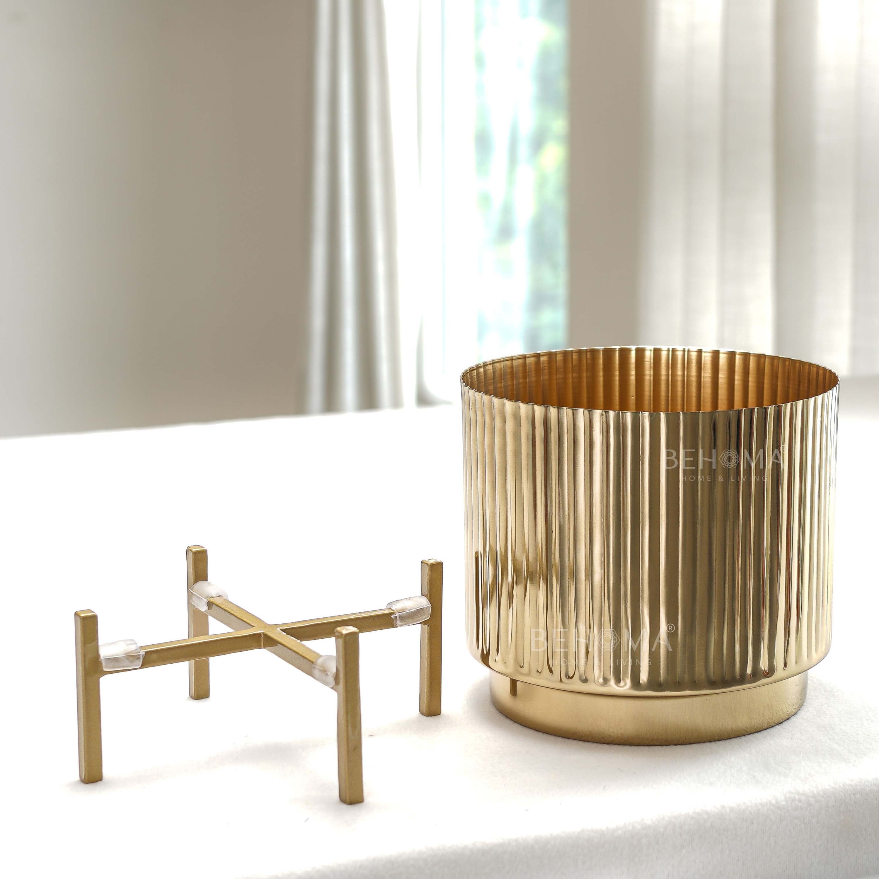 Fluted Metal Planter, Large (Planter Only)