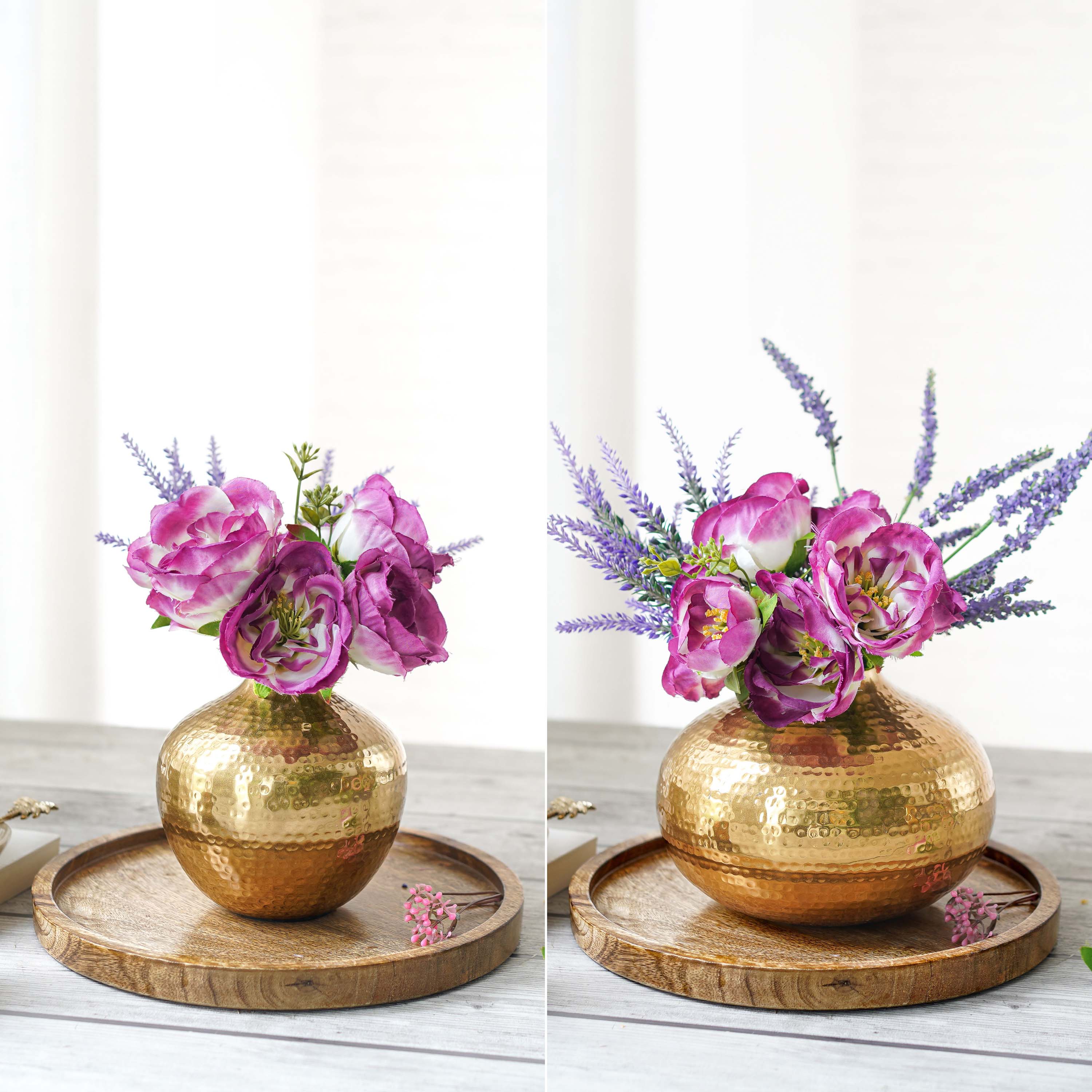 Metal Hammered Flower Vase Set of 2