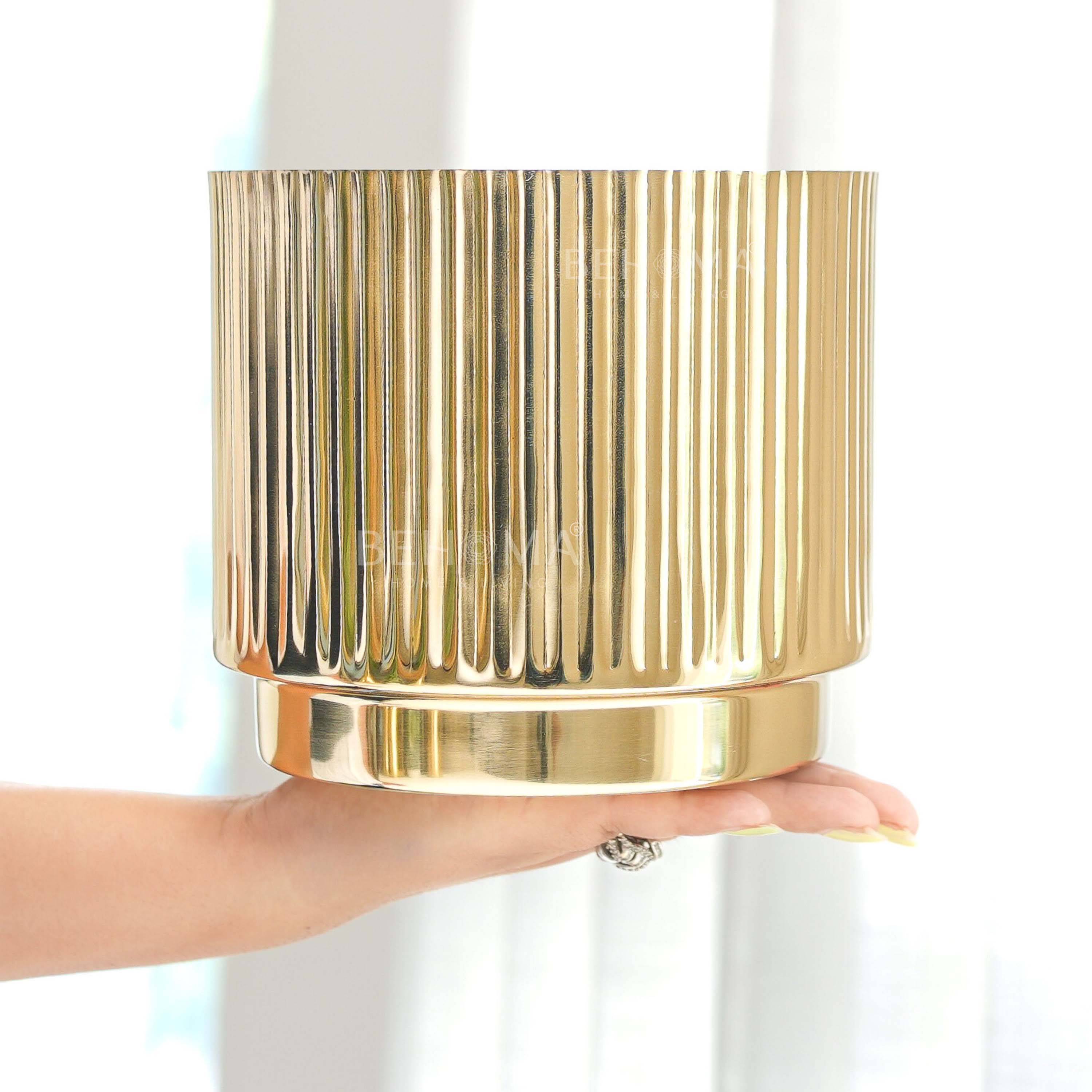 Fluted Metal Planter, Large (Planter Only)