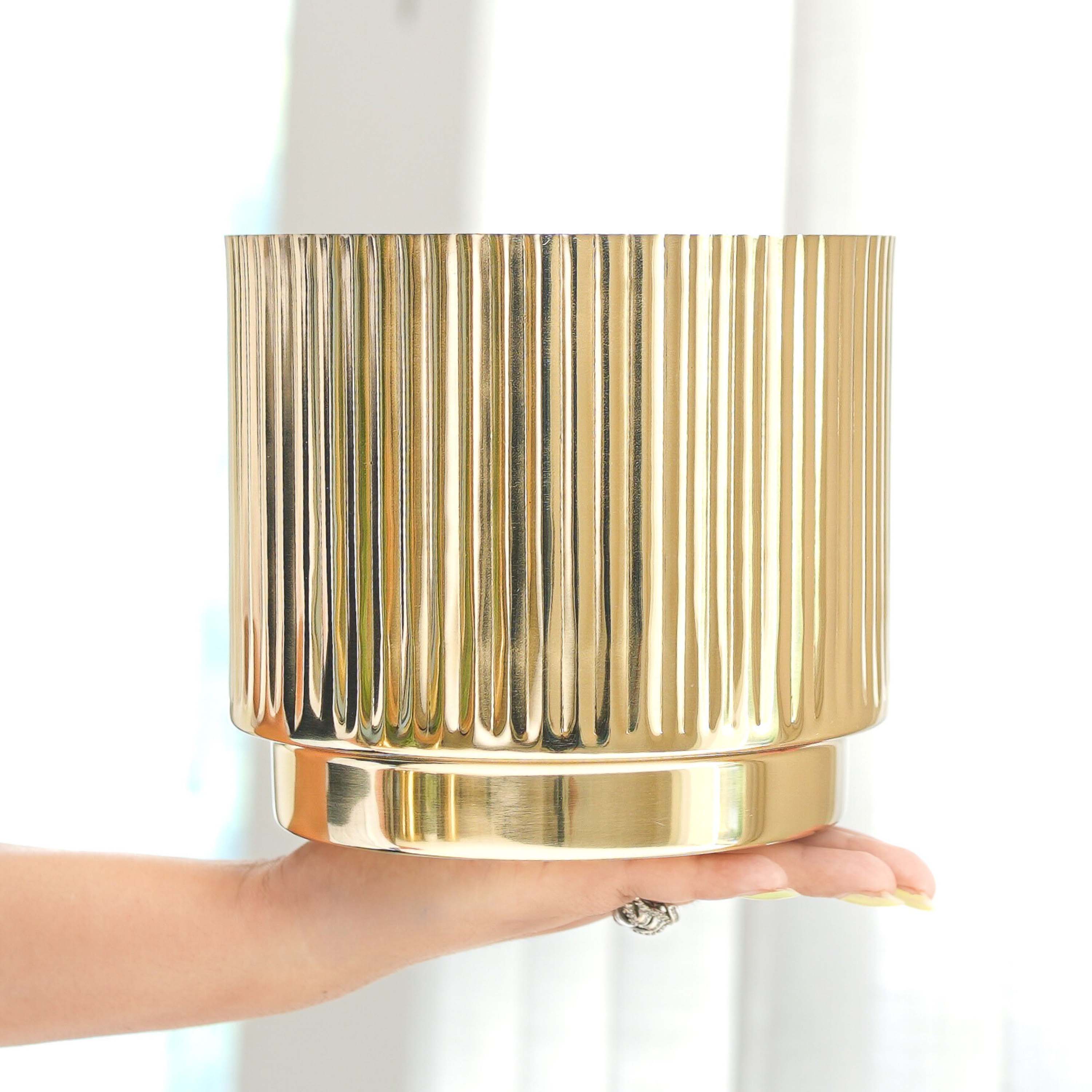 Metal Fluted Planter, Set (Planter Only)