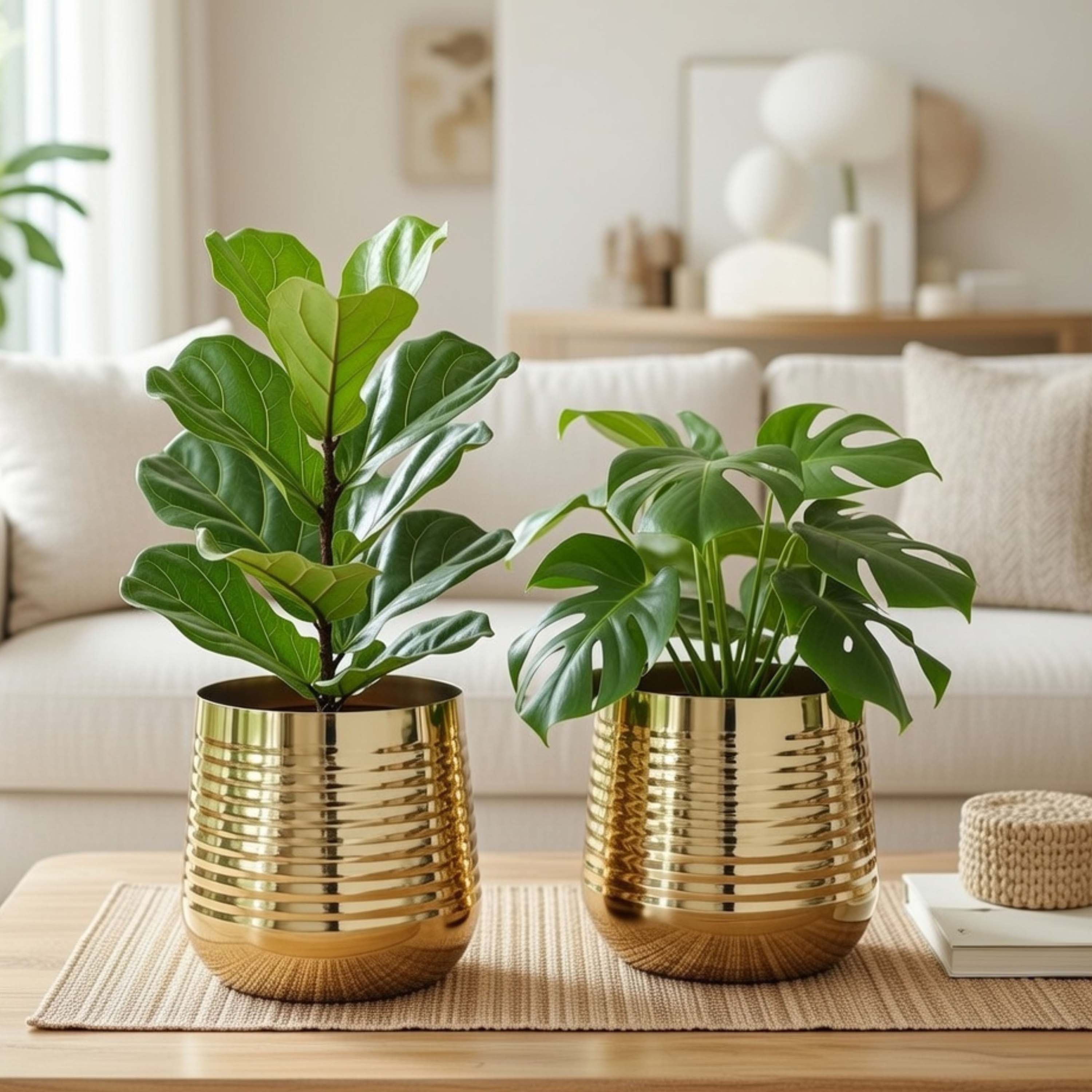 Ribbed Metal Planter Set (Pot Only)