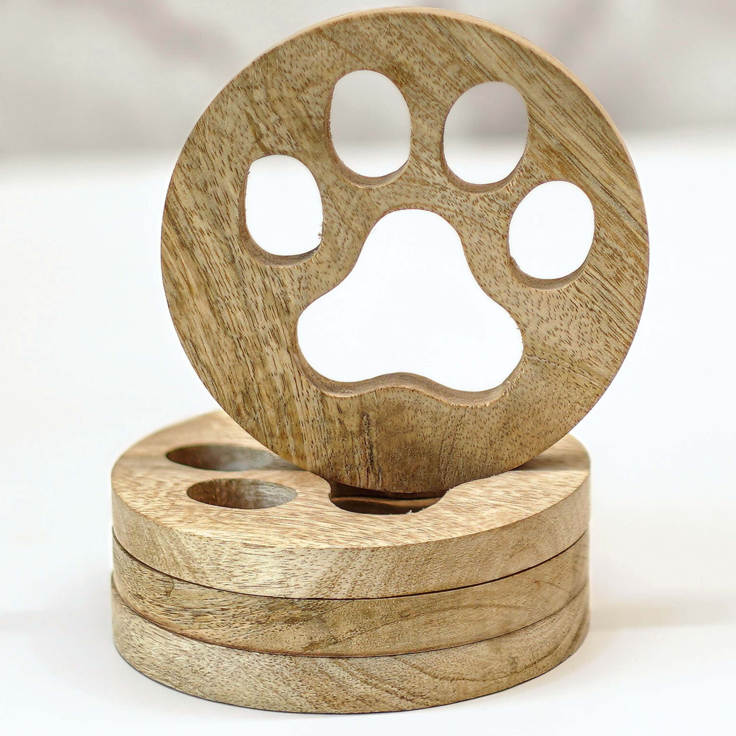 Woody Paw Print Coaster Set