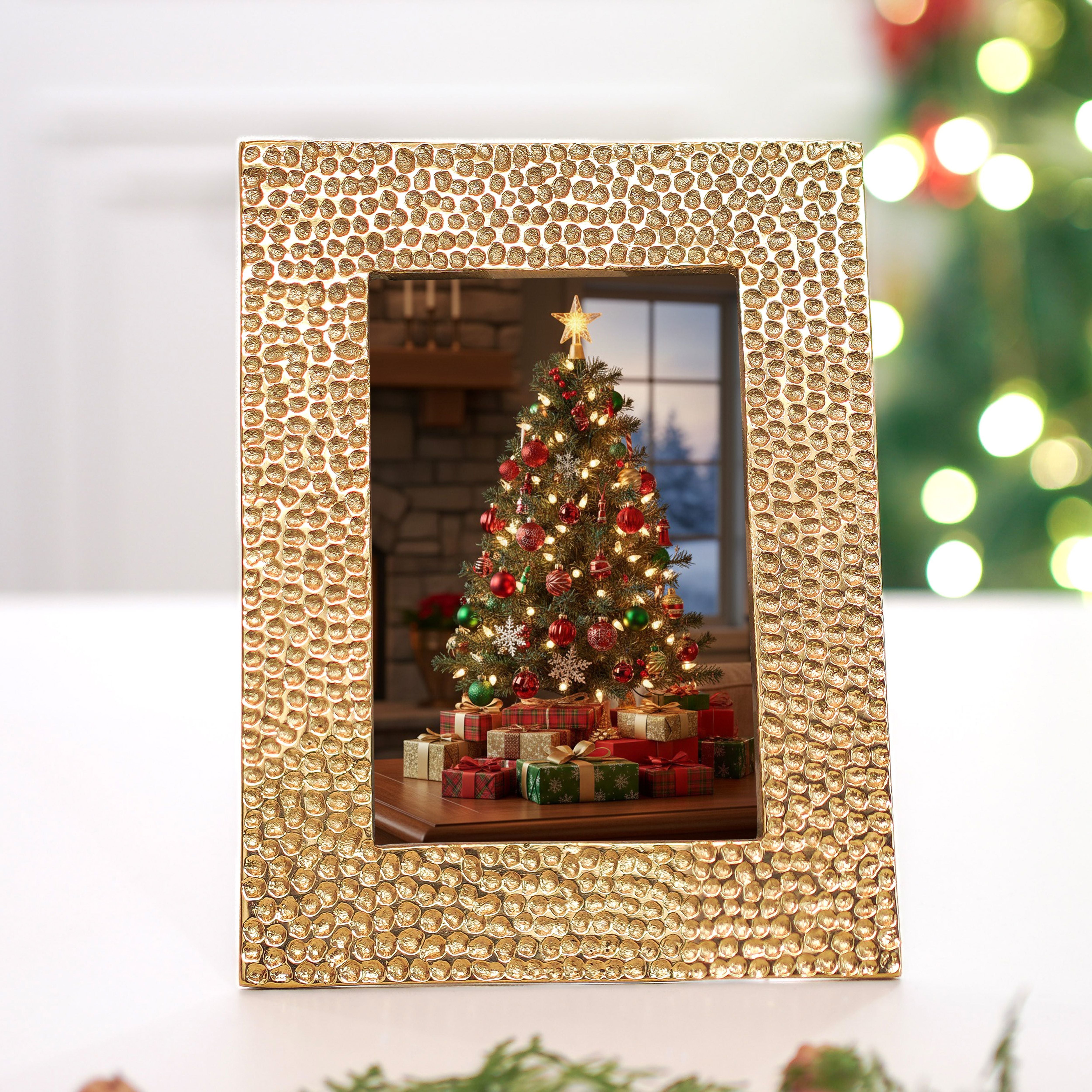Hammered Photo Frame, Gold, Small