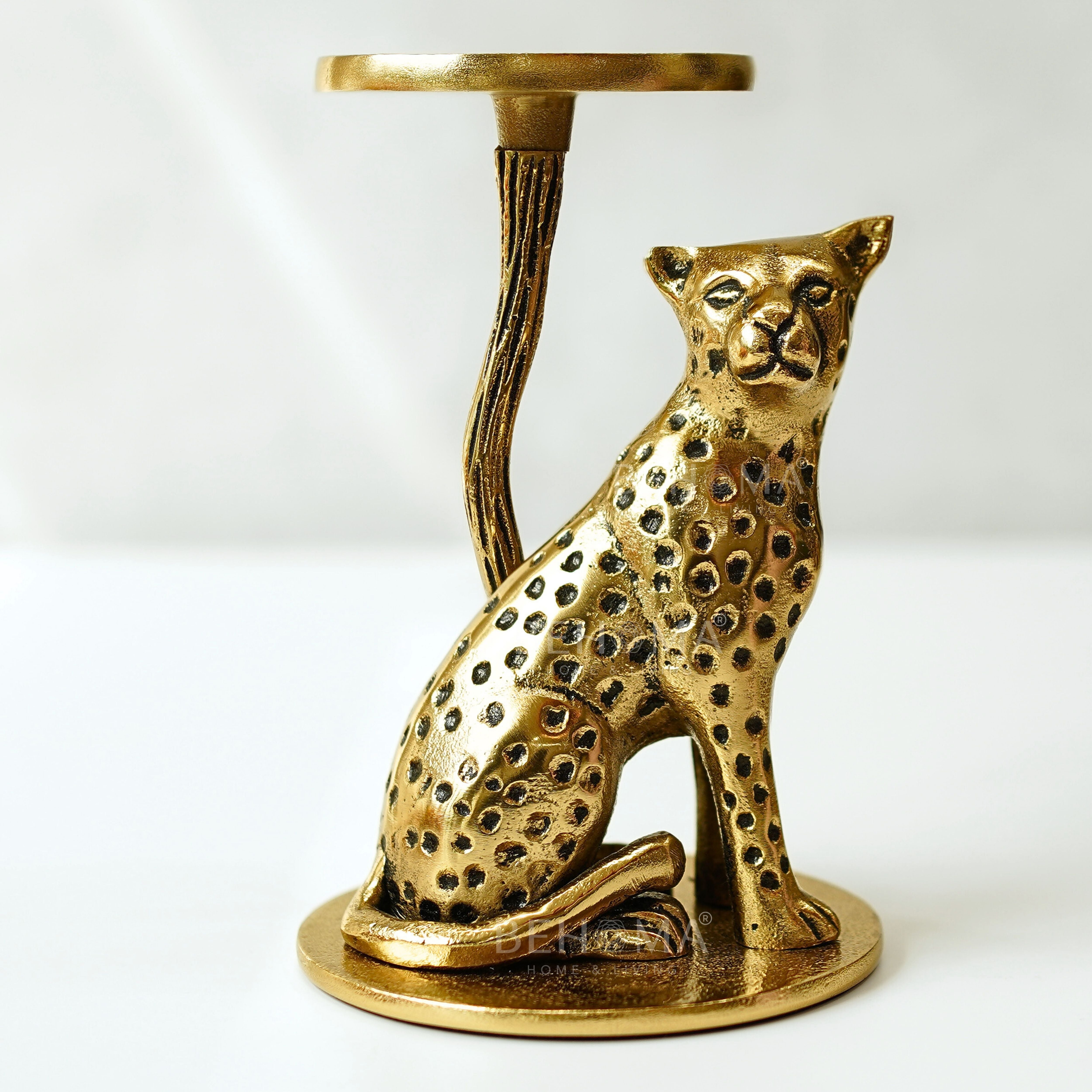 Golden Jaguar Candle Holder