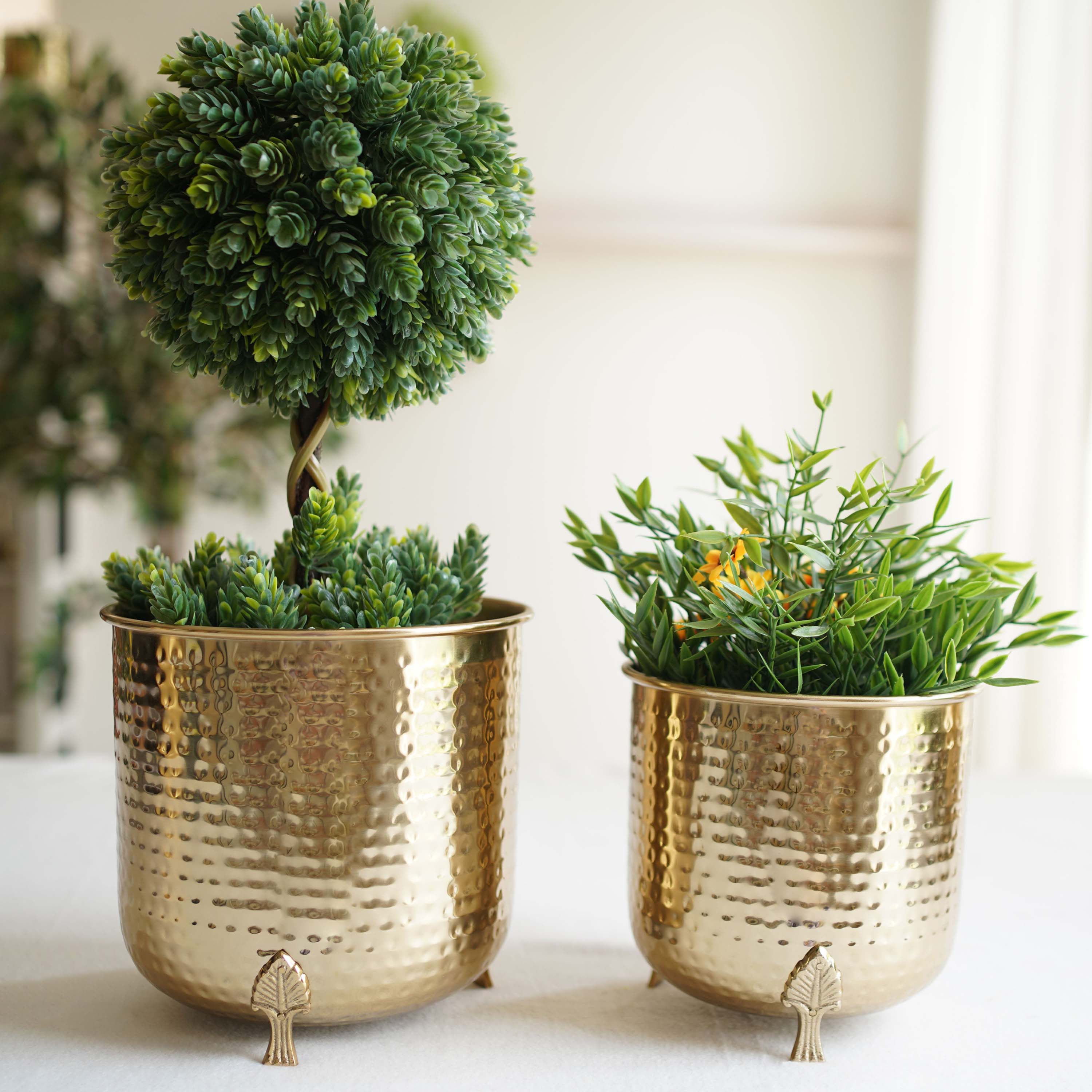 Leaf leg Metal Planter, Set (Pot Only)