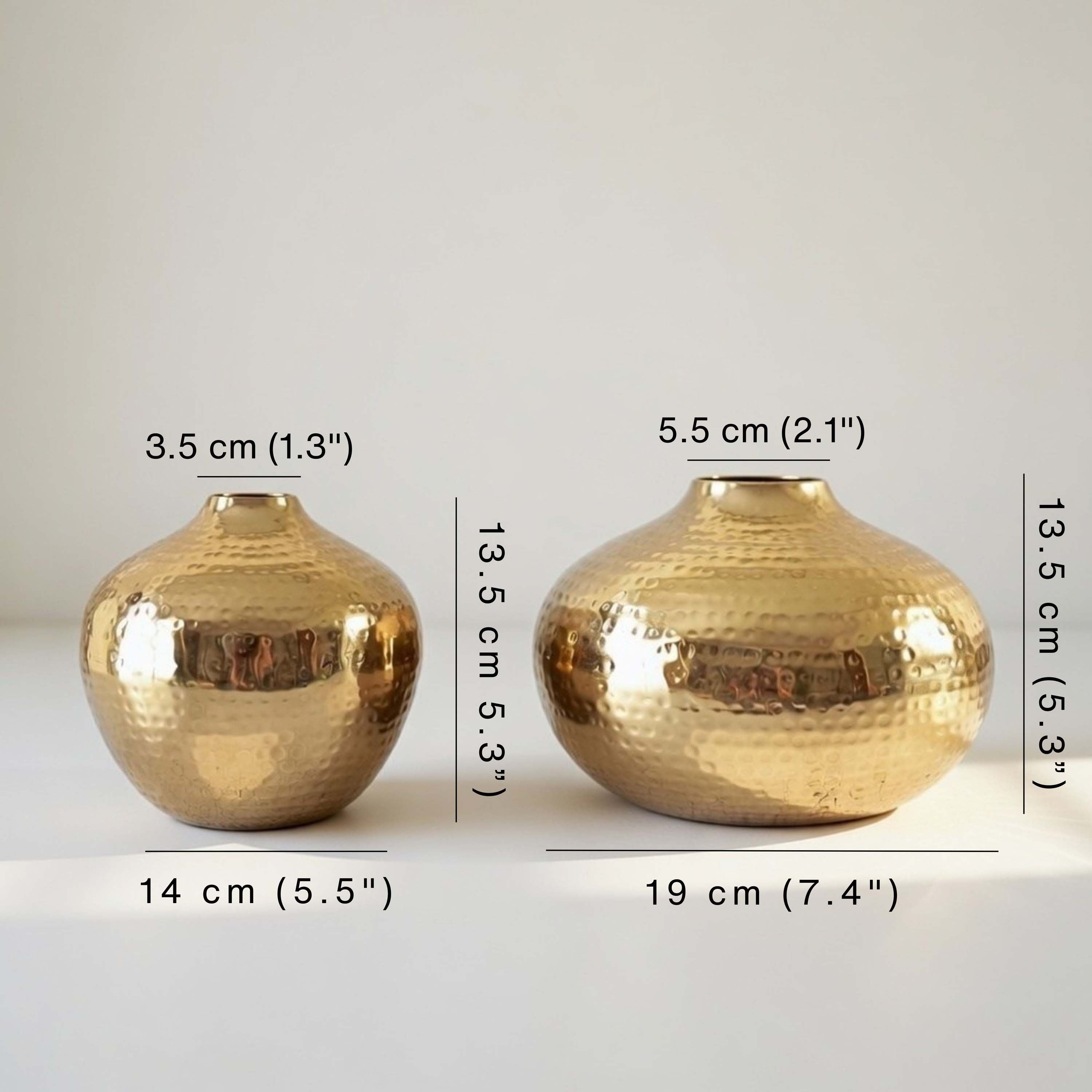 Metal Hammered Flower Vase Set of 2