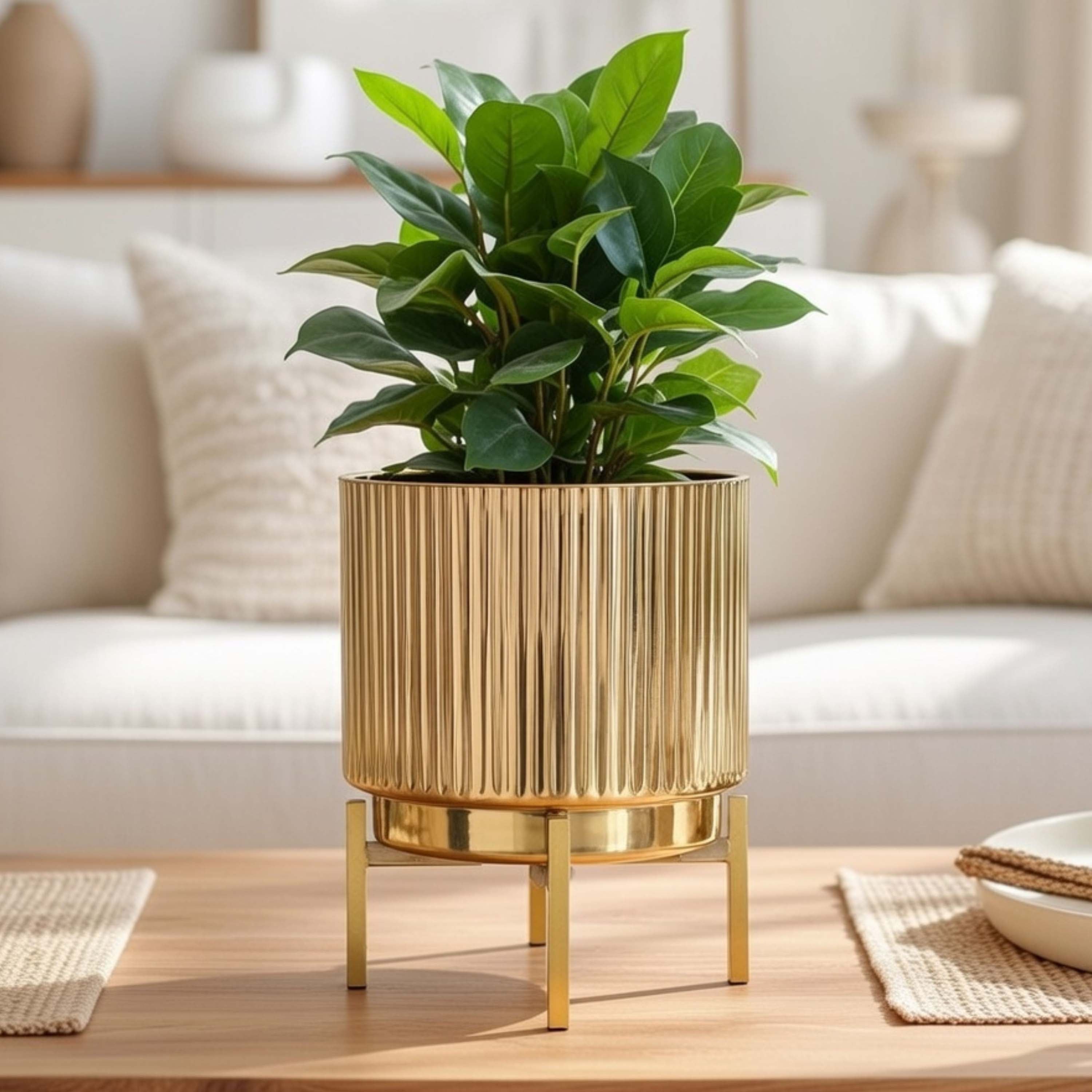 Fluted Metal Planter, Small (Planter Only)
