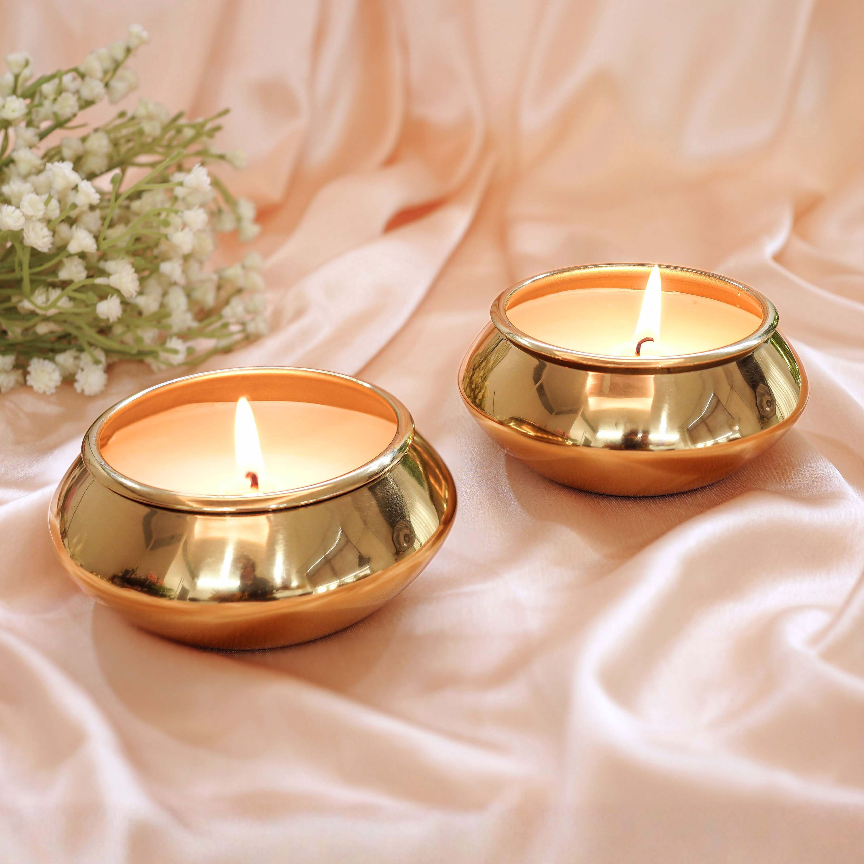 Metal Pebble Pot Scented Candle, Set
