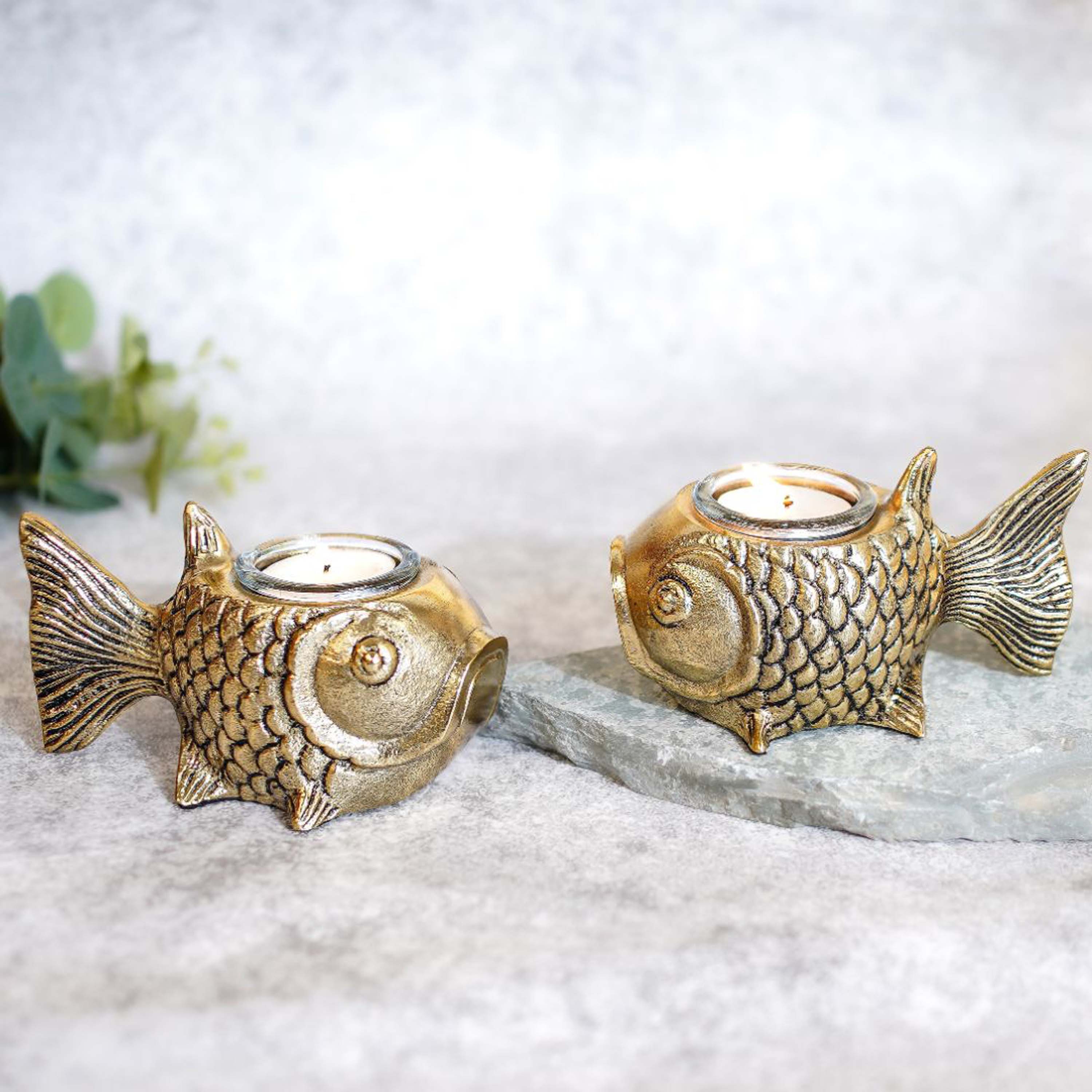 Metal Fish Candle Holder, Set